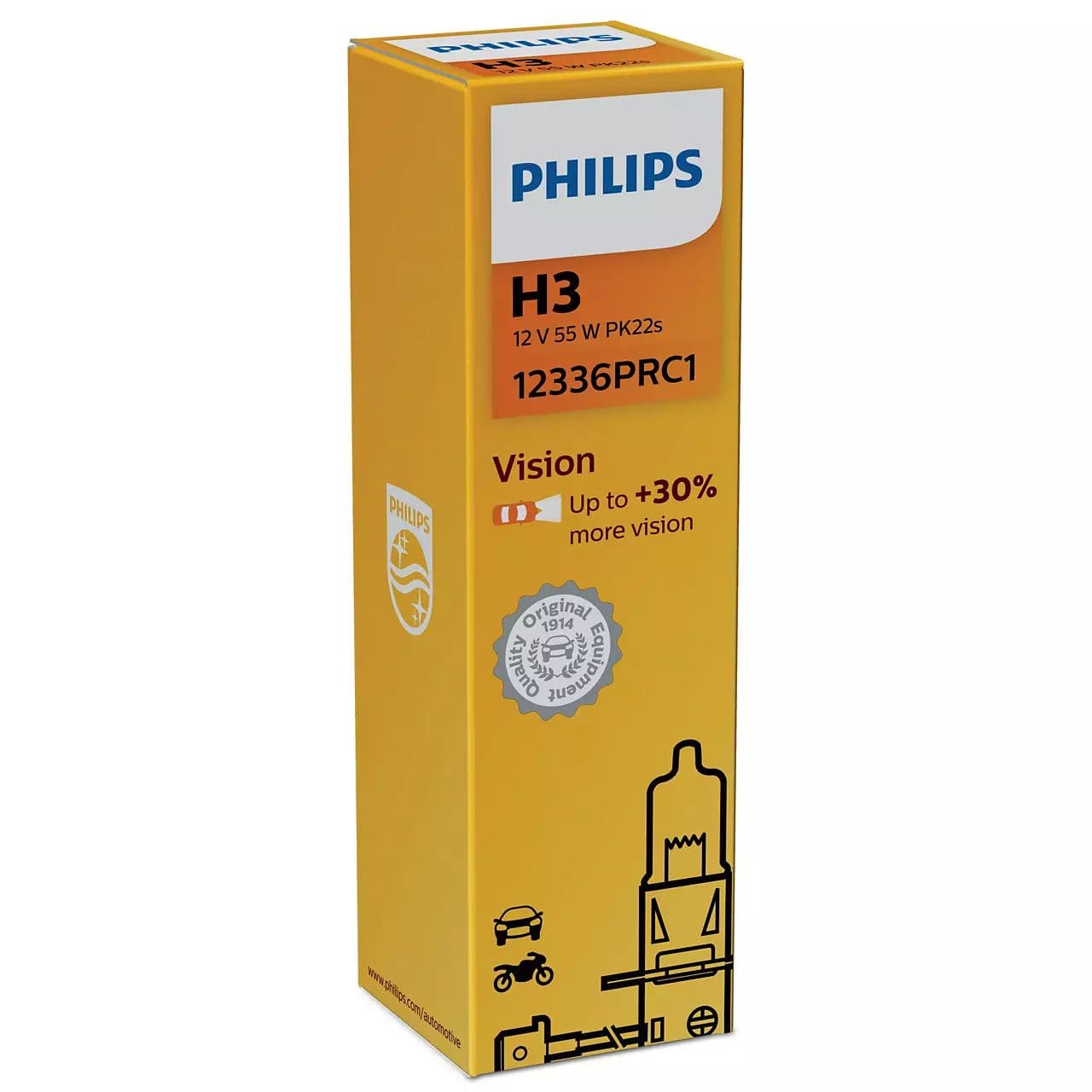 H3 12V 55W PK22s Vision (Premium) +30% 1 St. Philips