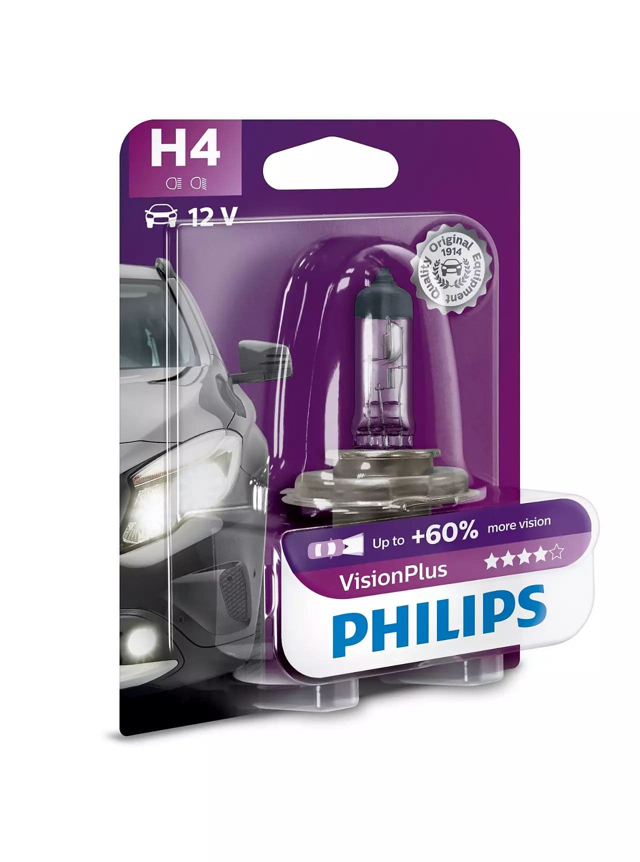 H4 12V 60/55W P43t Vision Plus +60% 1 St. Blister Philips