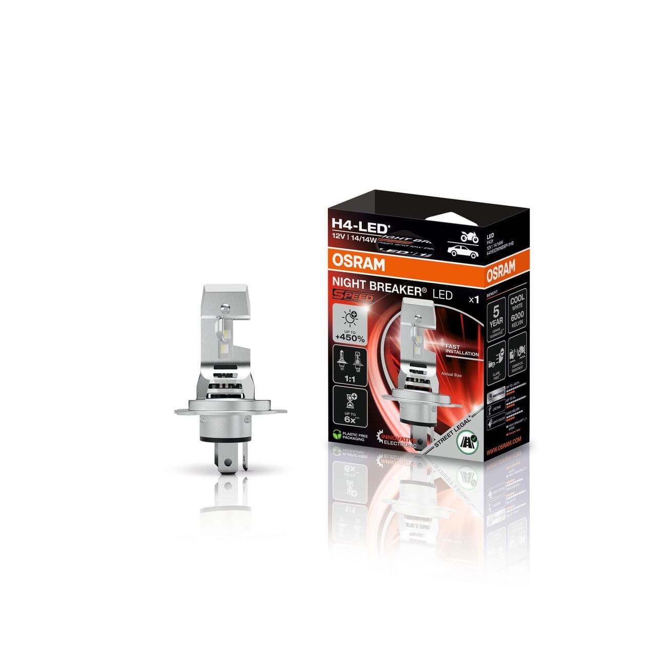 H4 NIGHT BREAKER LED SPEED 450 Motorrad LED-Nachrüstlampe 1 St. OSRAM