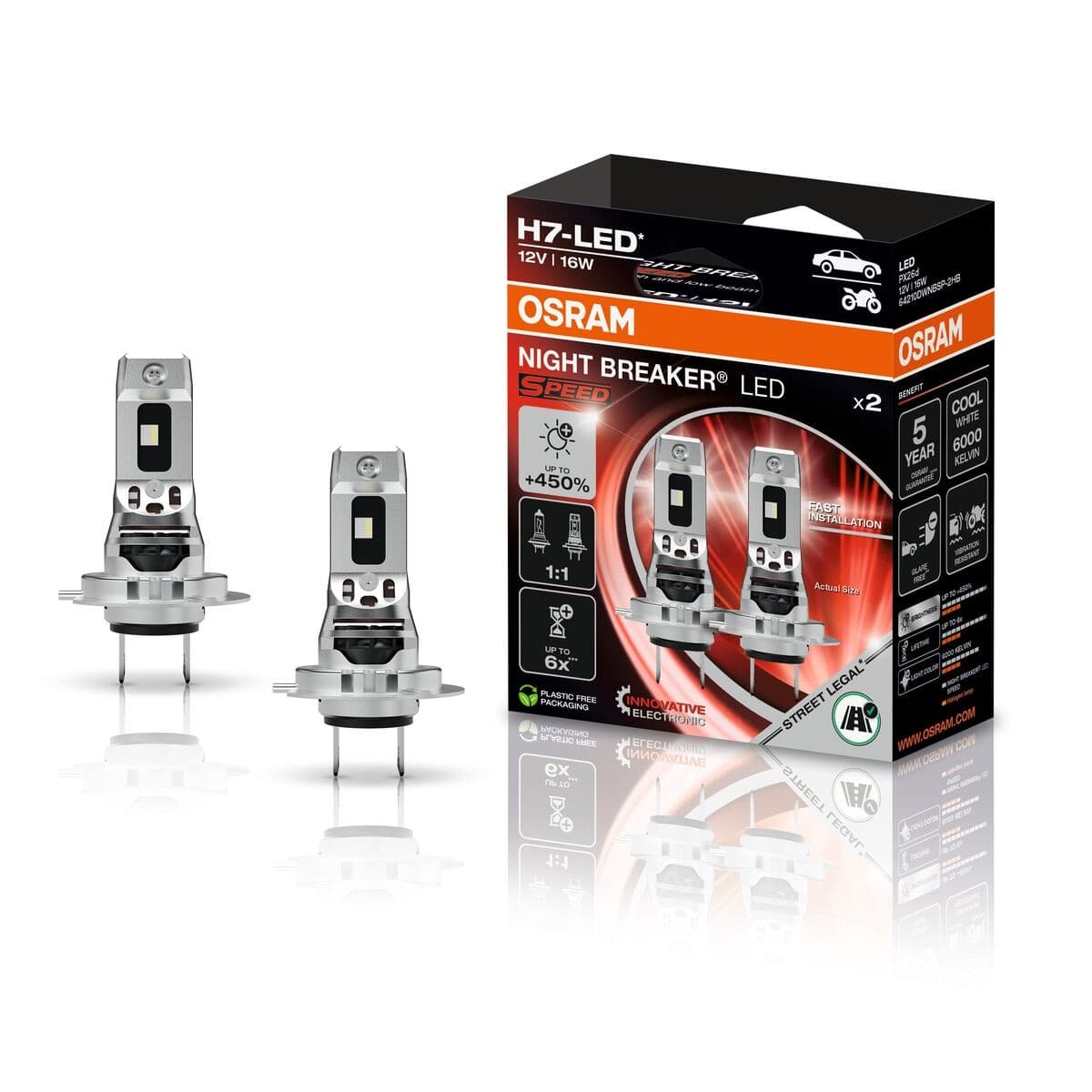 H7 NIGHT BREAKER LED SPEED 450 StVZO-Konforme LED-Nachrüstlampe 2 St. OSRAM