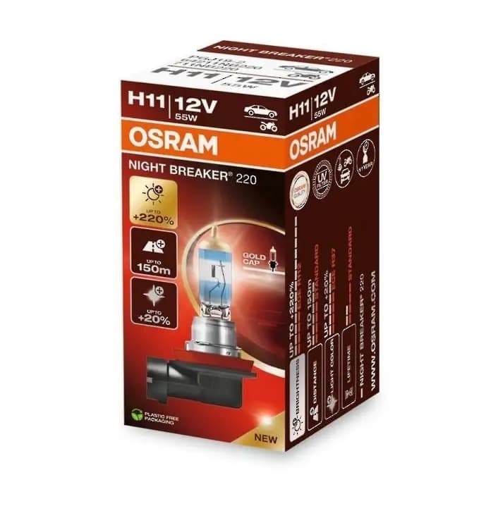 H11 12V 55W PGJ19-2 NIGHT BREAKER® 220 +220% 1 St. OSRAM