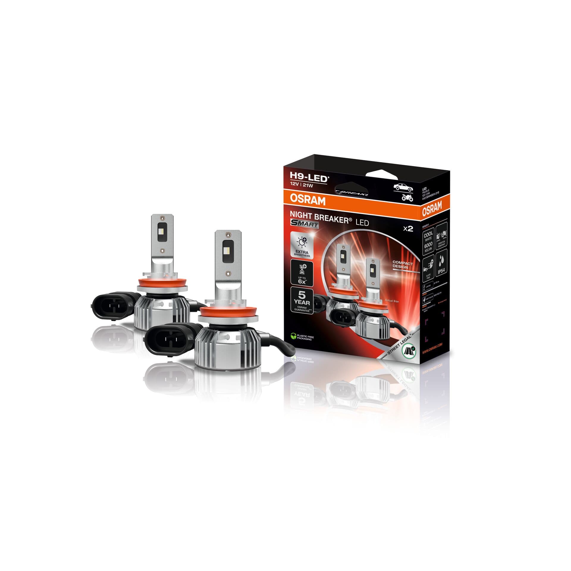 H9 NIGHT BREAKER LED SMART +330% StVZO-Konforme LED 2 St. OSRAM