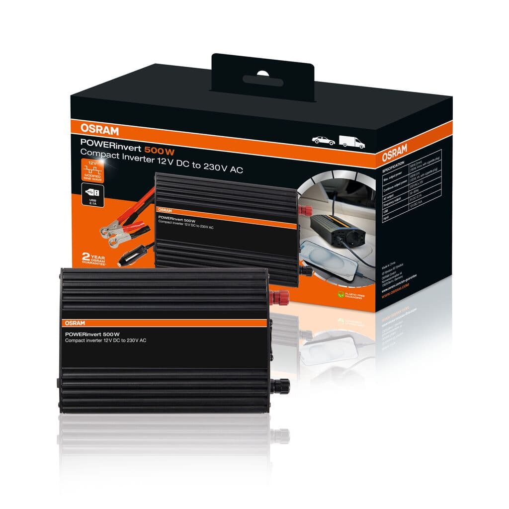 POWERinvert Modified Sine Wave Inverter 12V DC 500W 1 St. OSRAM