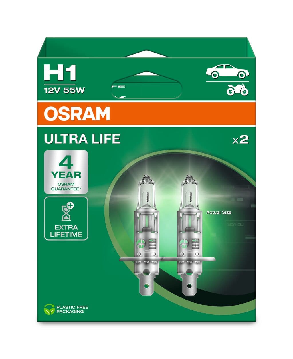 H1 12V 55W P14.5s ULTRA LIFE 4 Jahre Garantie 2 St. OSRAM