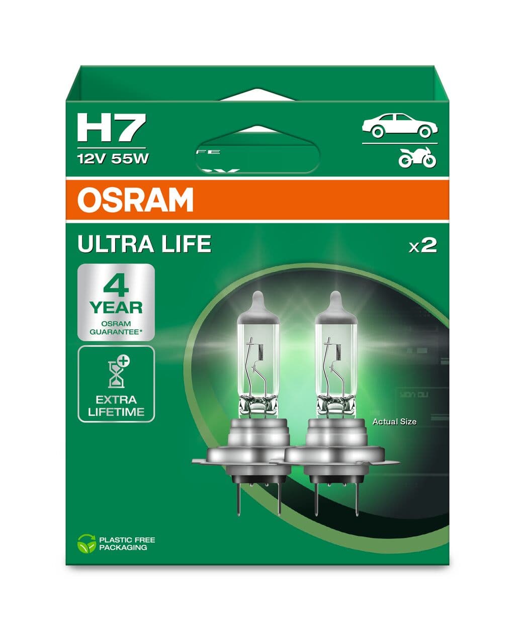 H7 12V 55W PX26d ULTRA LIFE 4 Jahre Garantie 2 St. OSRAM