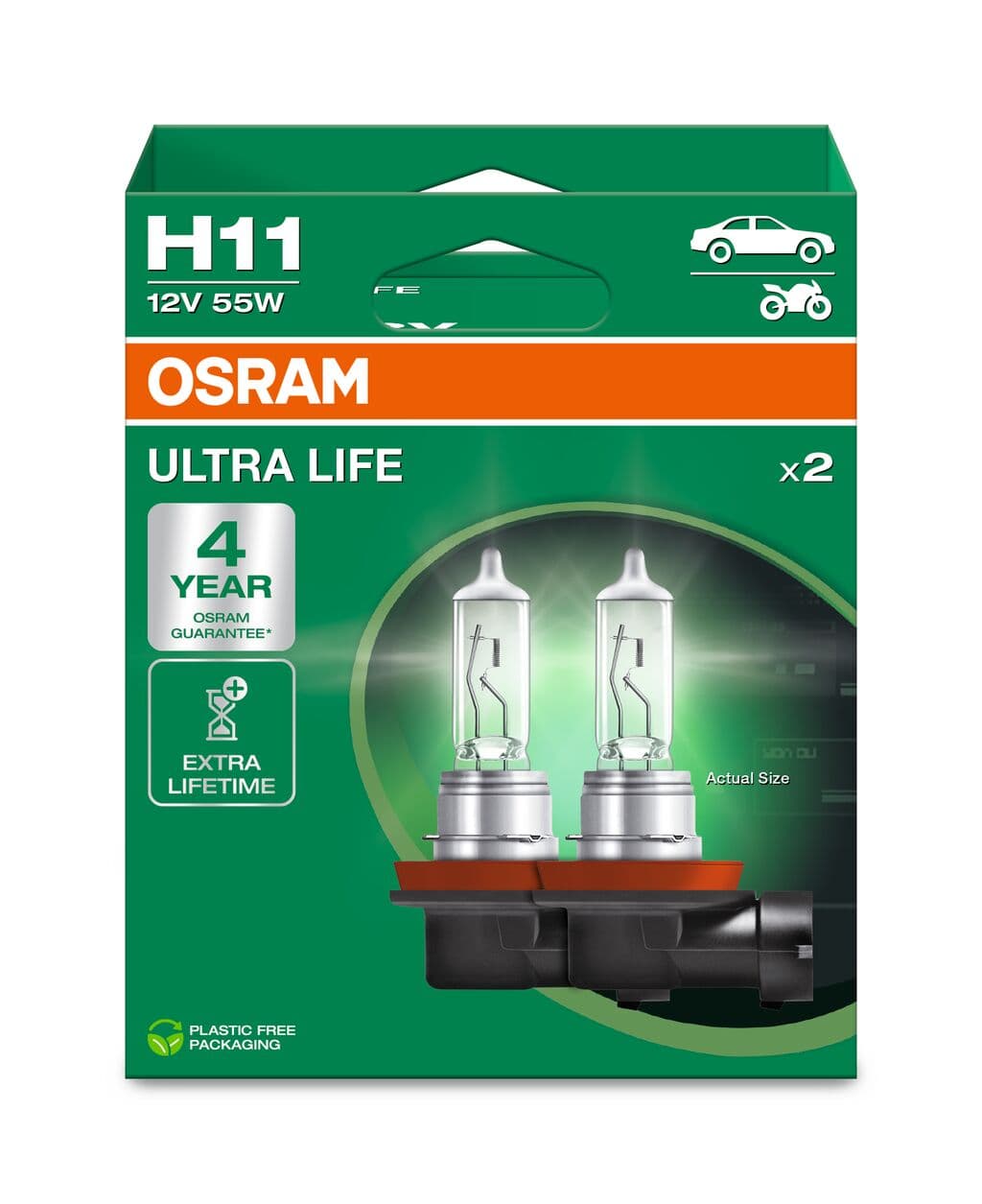 H11 12V 55W PGJ19-2 ULTRA LIFE 4 Jahre Garantie 2 St. OSRAM