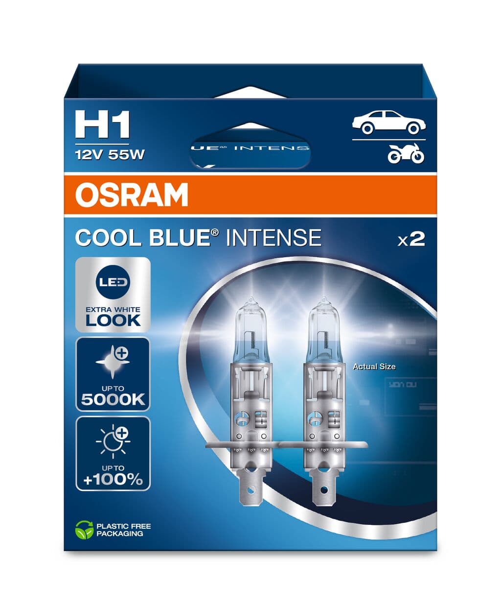 H1 12V 55W P14.5s Cool Blue INTENSE NextGen. 5000K +100% Duo 2 St. OSRAM