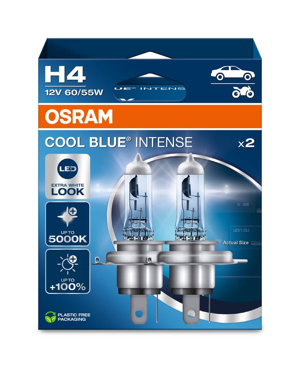 H4 12V 60/55W P43t Cool Blue INTENSE NextGen. 5000K +100% Duo 2 St. OSRAM
