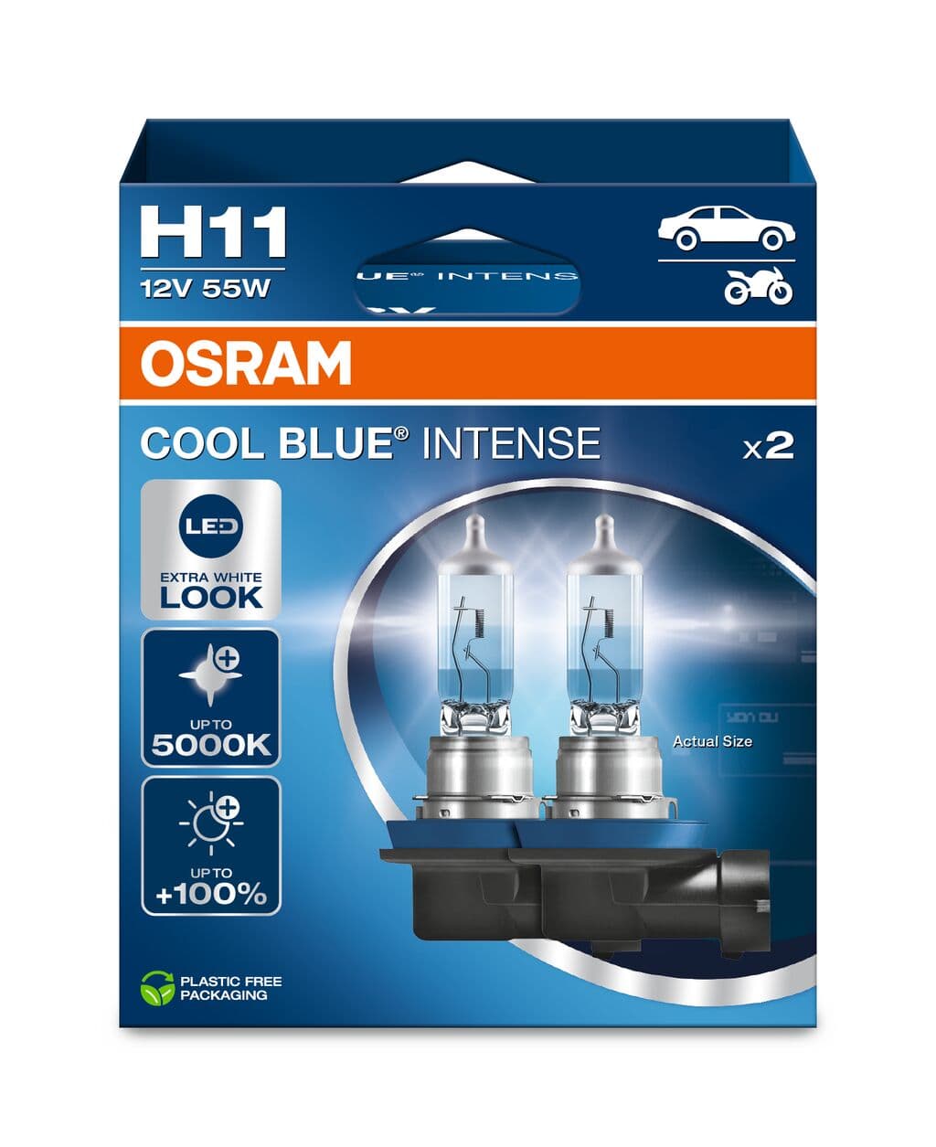 H11 12V 55W PGJ19-2 Cool Blue INTENSE NextGen. 5000K +100% Duo 2 St. OSRAM