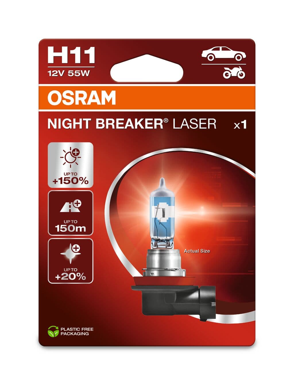 H11 12V 55W PGJ19-2 NIGHT BREAKER® LASER +150% mehr Helligkeit 1 St. OSRAM