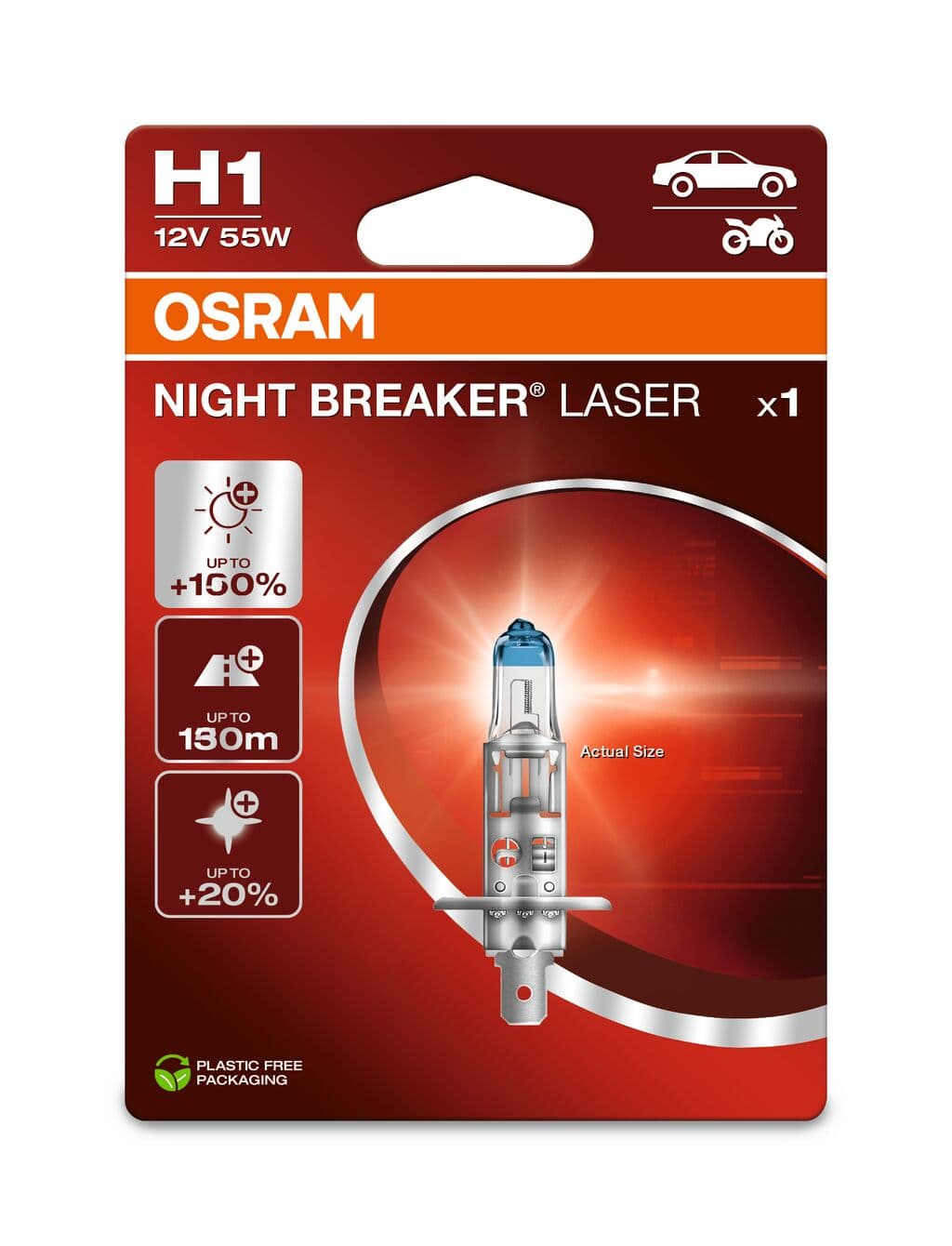H1 12V 55W P14.5s NIGHT BREAKER® LASER +150% mehr Helligkeit 1 St. OSRAM