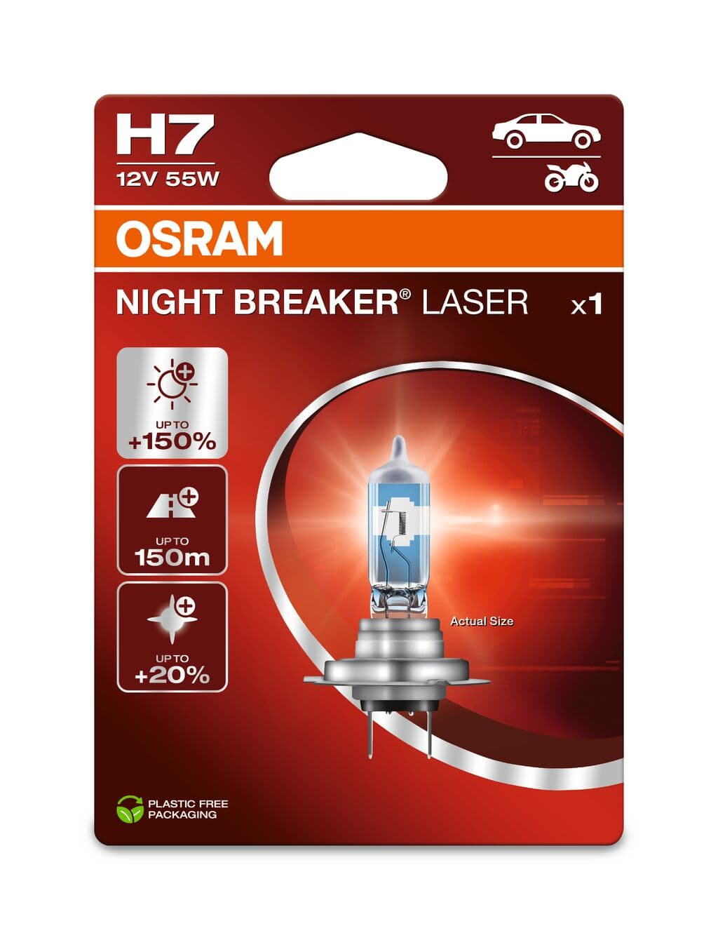 H7 12V 55W PX26d NIGHT BREAKER® LASER +150% mehr Helligkeit 1 St. Blister OSRAM