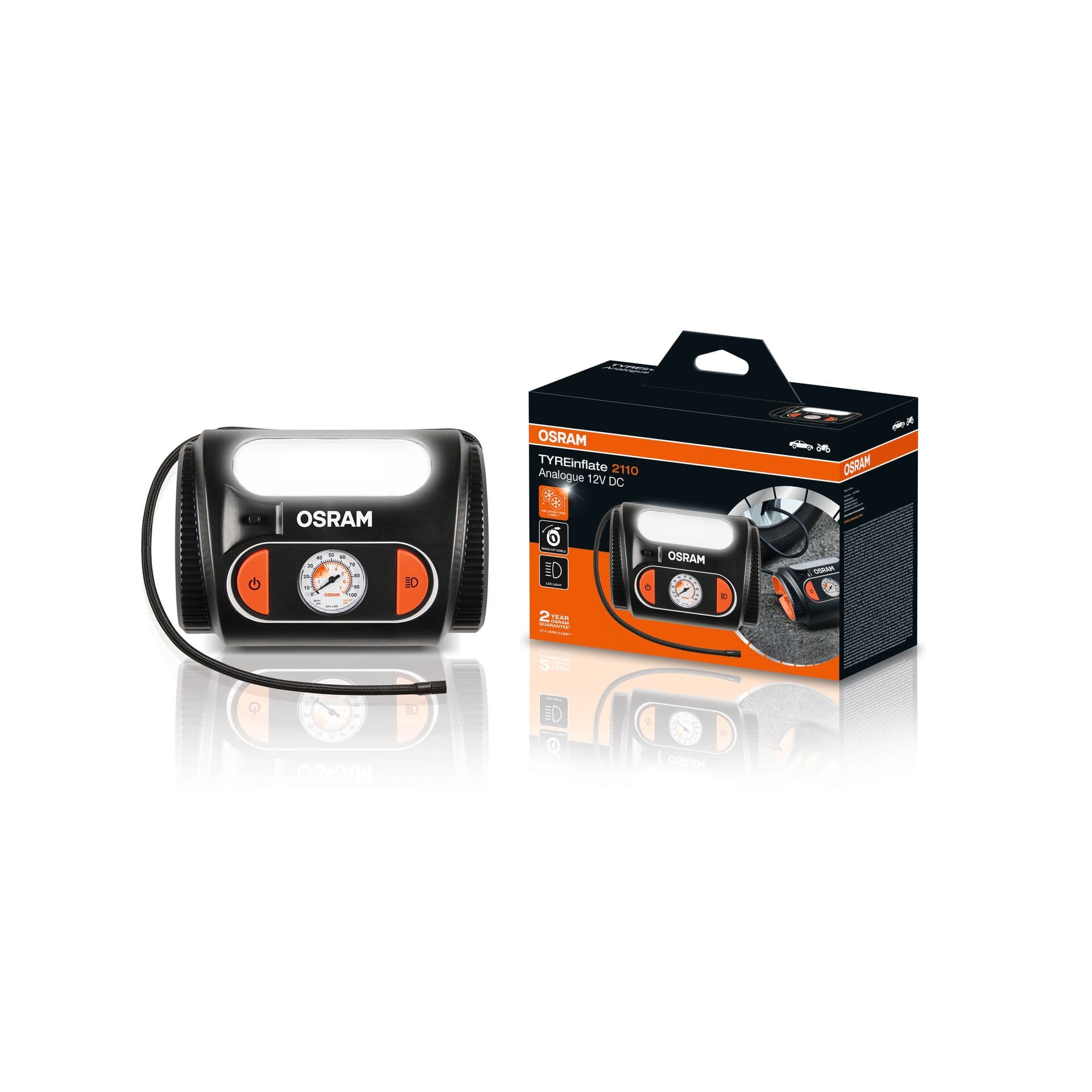 TYREinflate 2110 Schnelle Reifenpumpe mit Kabel 2 Jahre Garantie 1 St. OSRAM