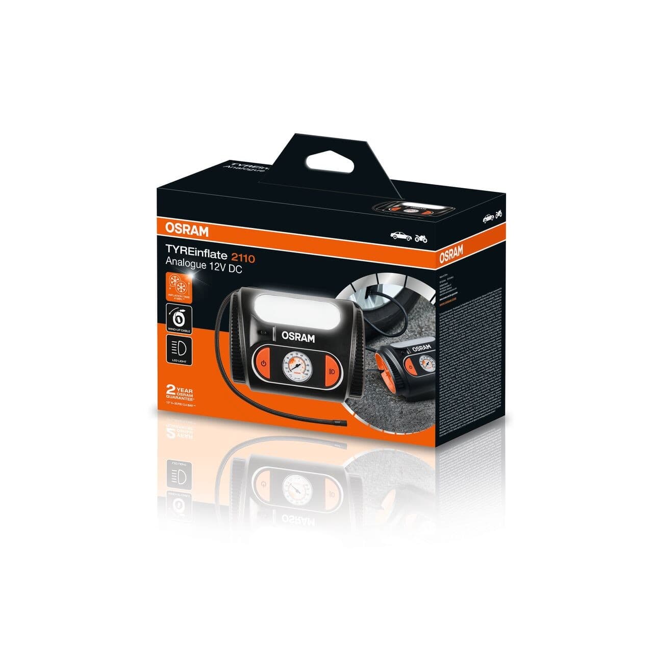 TYREinflate 2110 Schnelle Reifenpumpe mit Kabel 2 Jahre Garantie 1 St. OSRAM