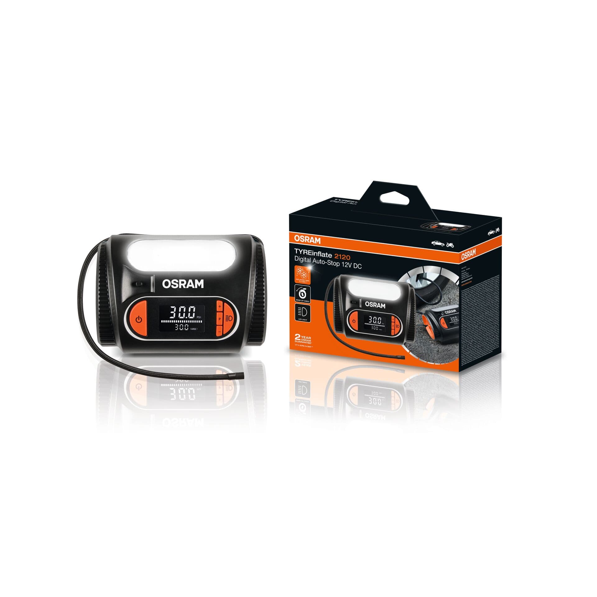 TYREinflate 2120 Schnelle Reifenpumpe mit Kabel 2 Jahre Garantie 1 St. OSRAM