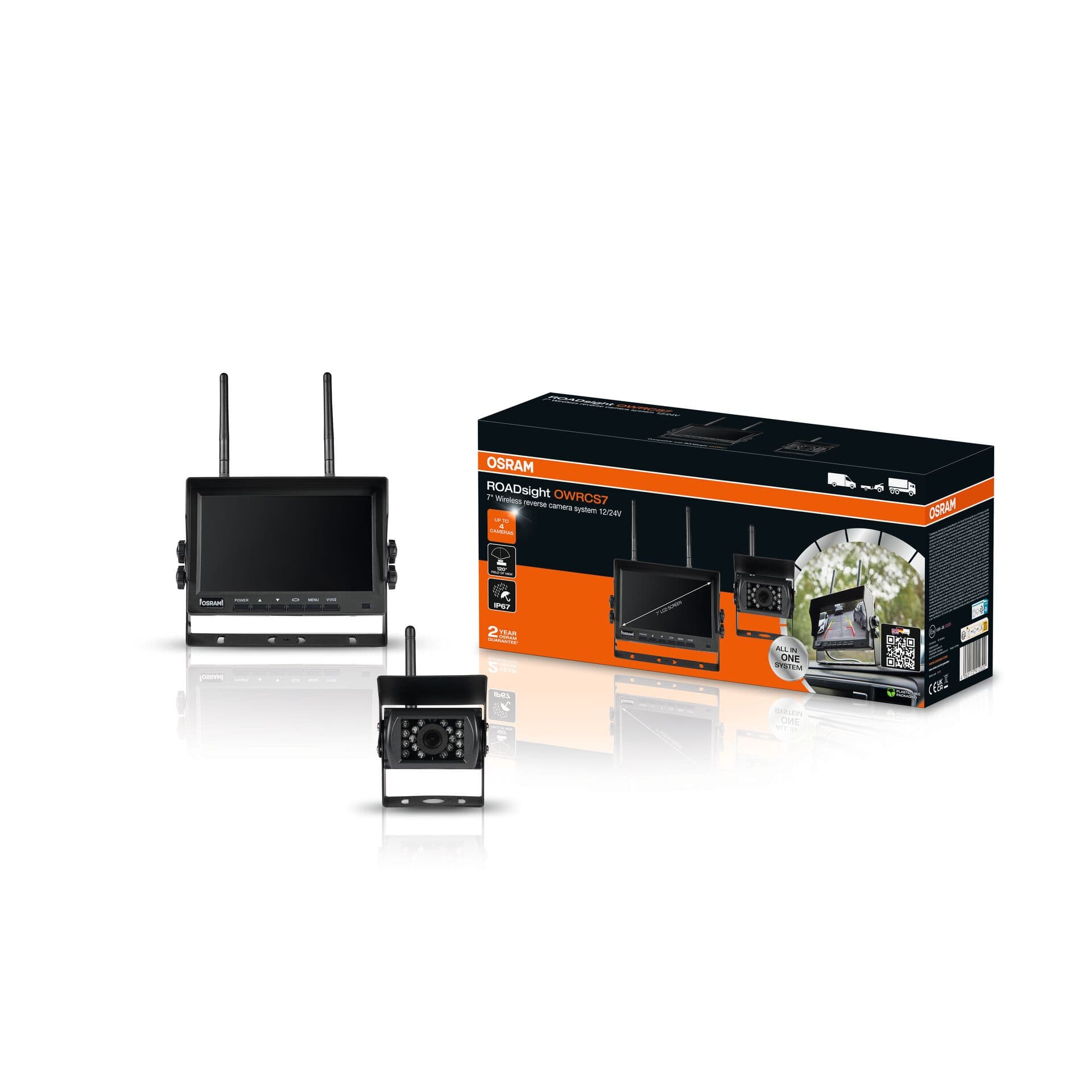 ROADsight 7 Zoll Drachtlose Rückfahrtskamera 12/24V 1 St. OSRAM