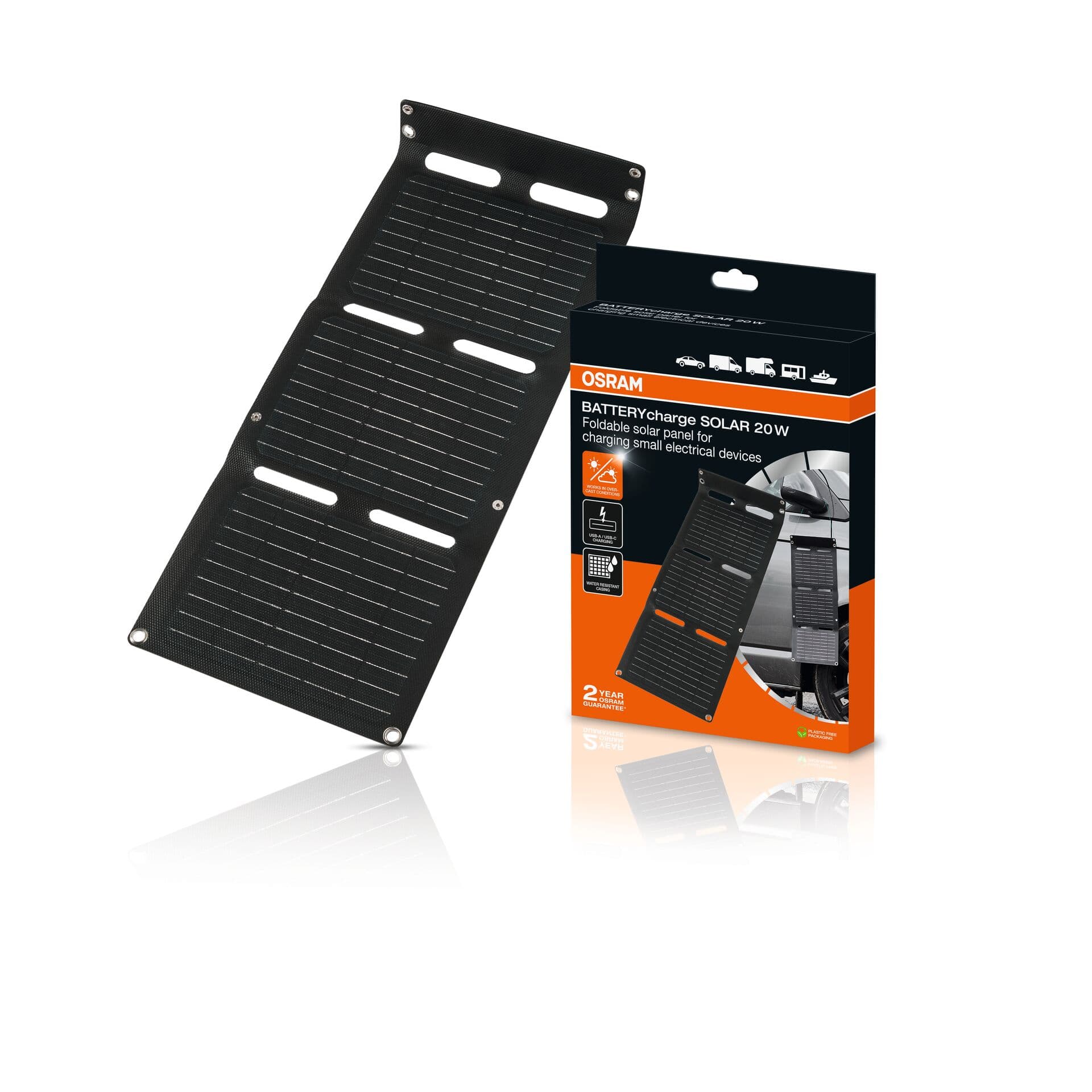 BATTERYcharge faltbares Solarpanel 20W inkl. USB-Ladegerät 1 St. OSRAM