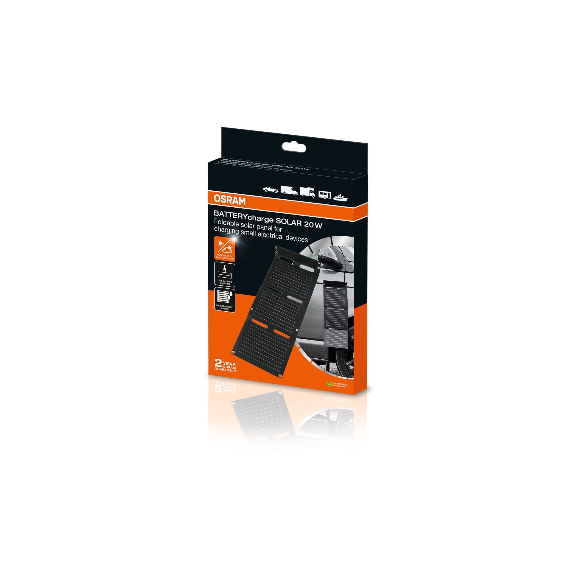 BATTERYcharge faltbares Solarpanel 20W inkl. USB-Ladegerät 1 St. OSRAM
