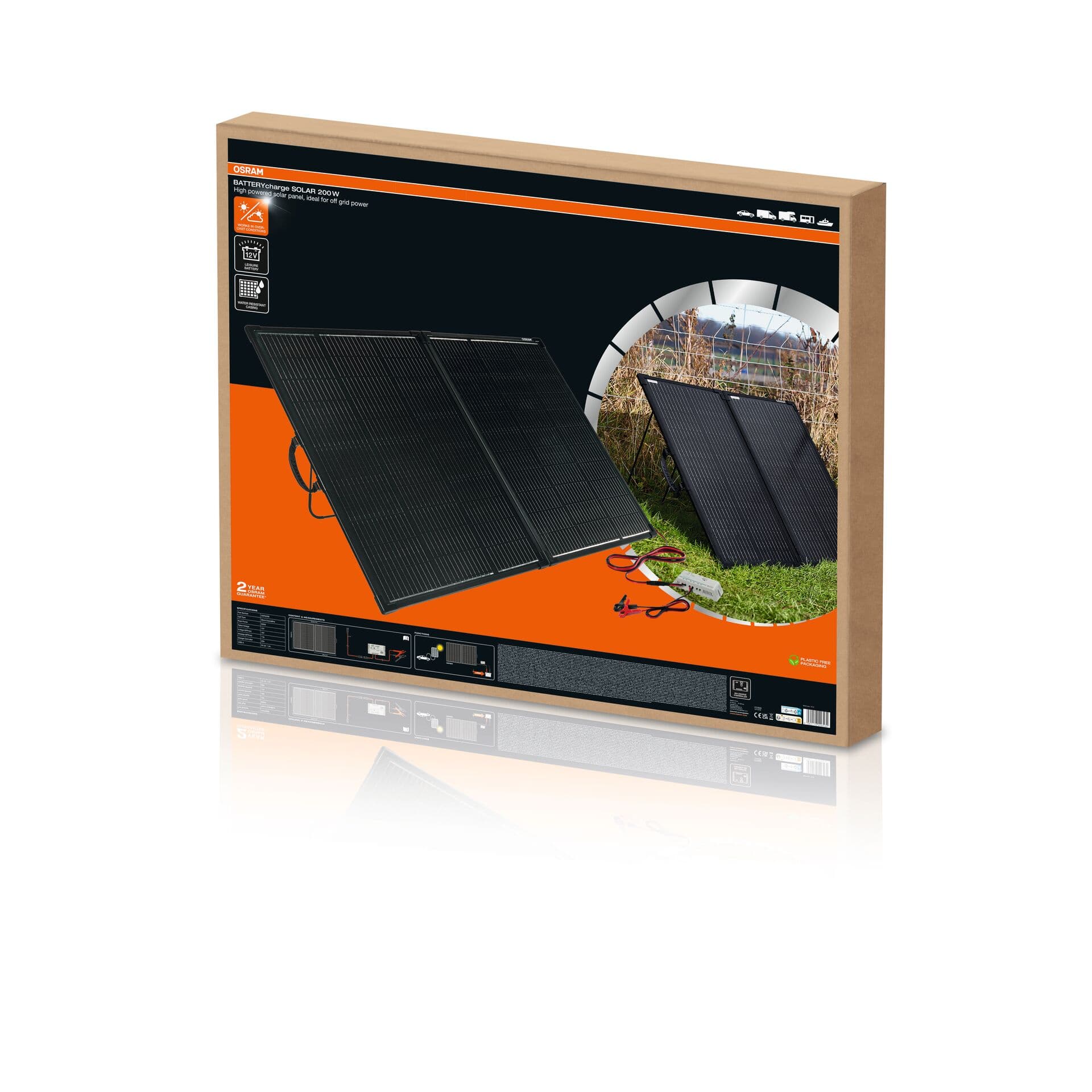 BATTERYcharge faltbares Solarpanel 200W bis zu 10,8A (18.54V) 1 St. OSRAM