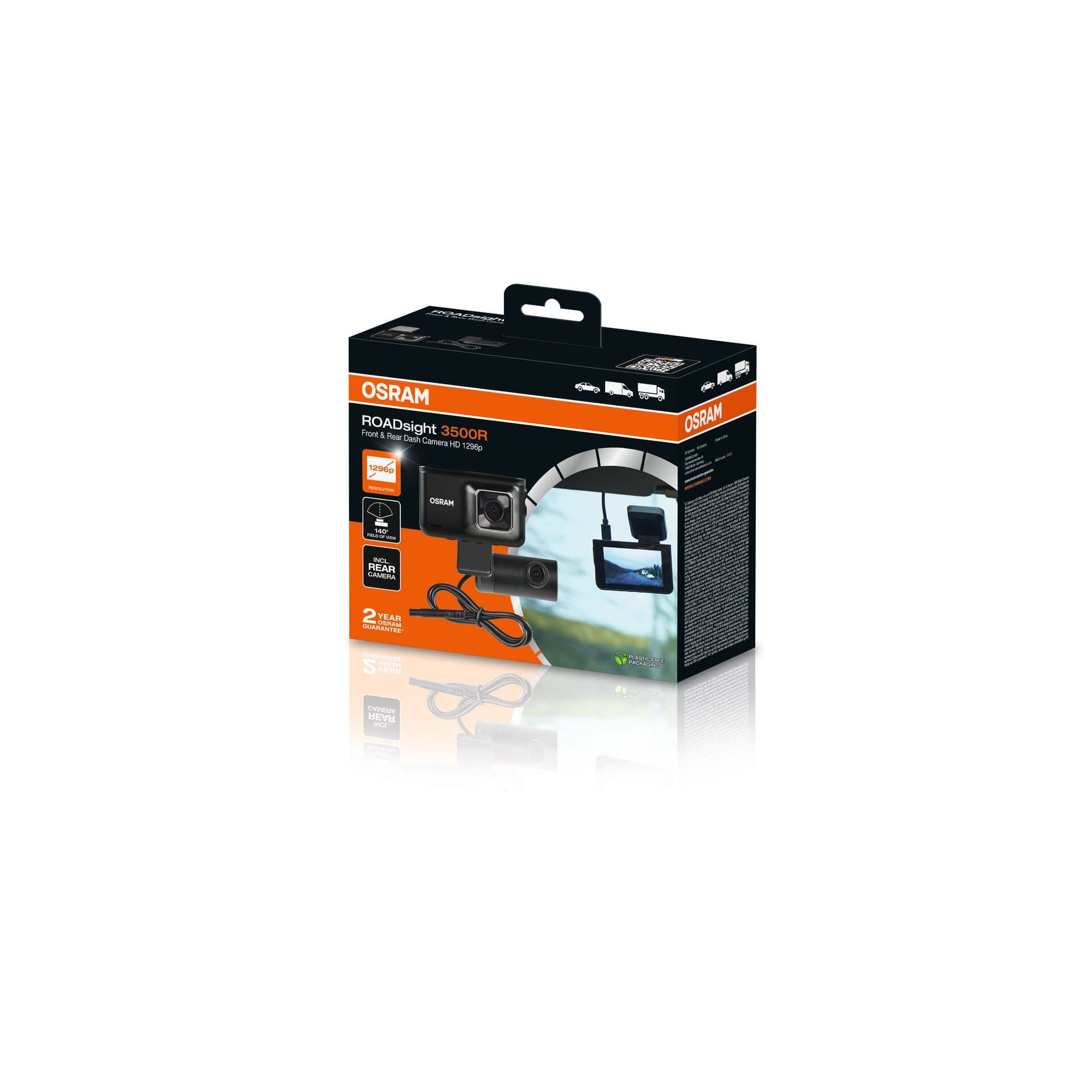 ROADsight 3500R Vorn & Rück DashCam 1296p 1 St. OSRAM