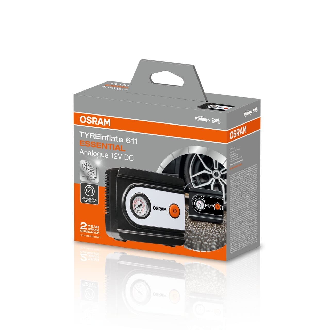 TYREinflate 611 ESSENTIAL Reifenpumpe mit Kabel 2 Jahre Garantie 1 St. OSRAM