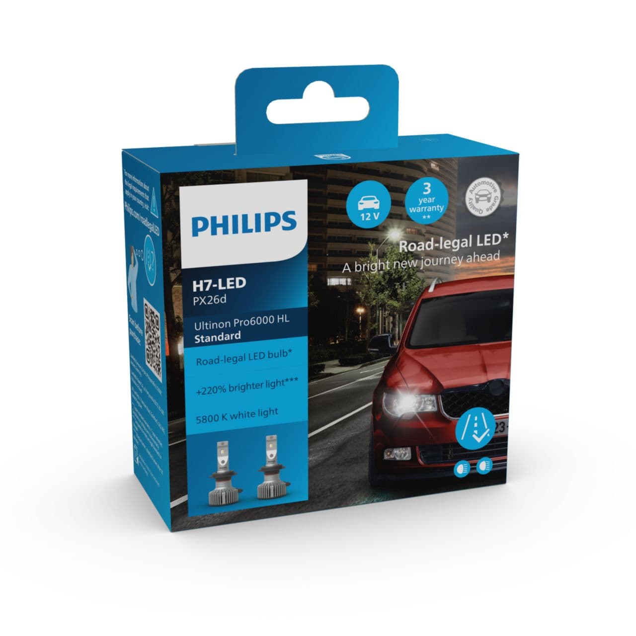 H7 12V 16W Ultinon Pro6000 LED 5800K mit Straßenzulassung Standard 2 St. Philips