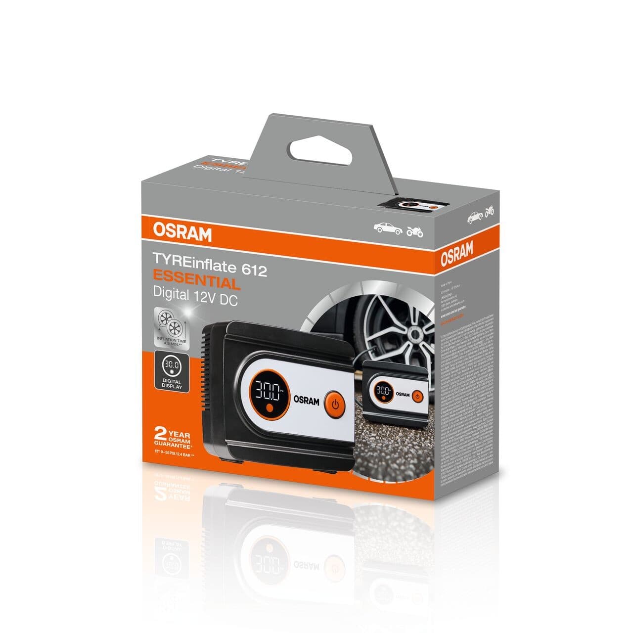 TYREinflate 612 ESSENTIAL Reifenpumpe mit Kabel 2 Jahre Garantie 1 St. OSRAM
