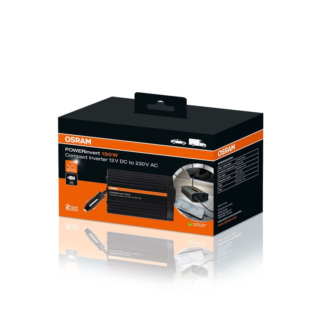POWERinvert Modified Sine Wave Inverter 12V DC 150W 1 St. OSRAM