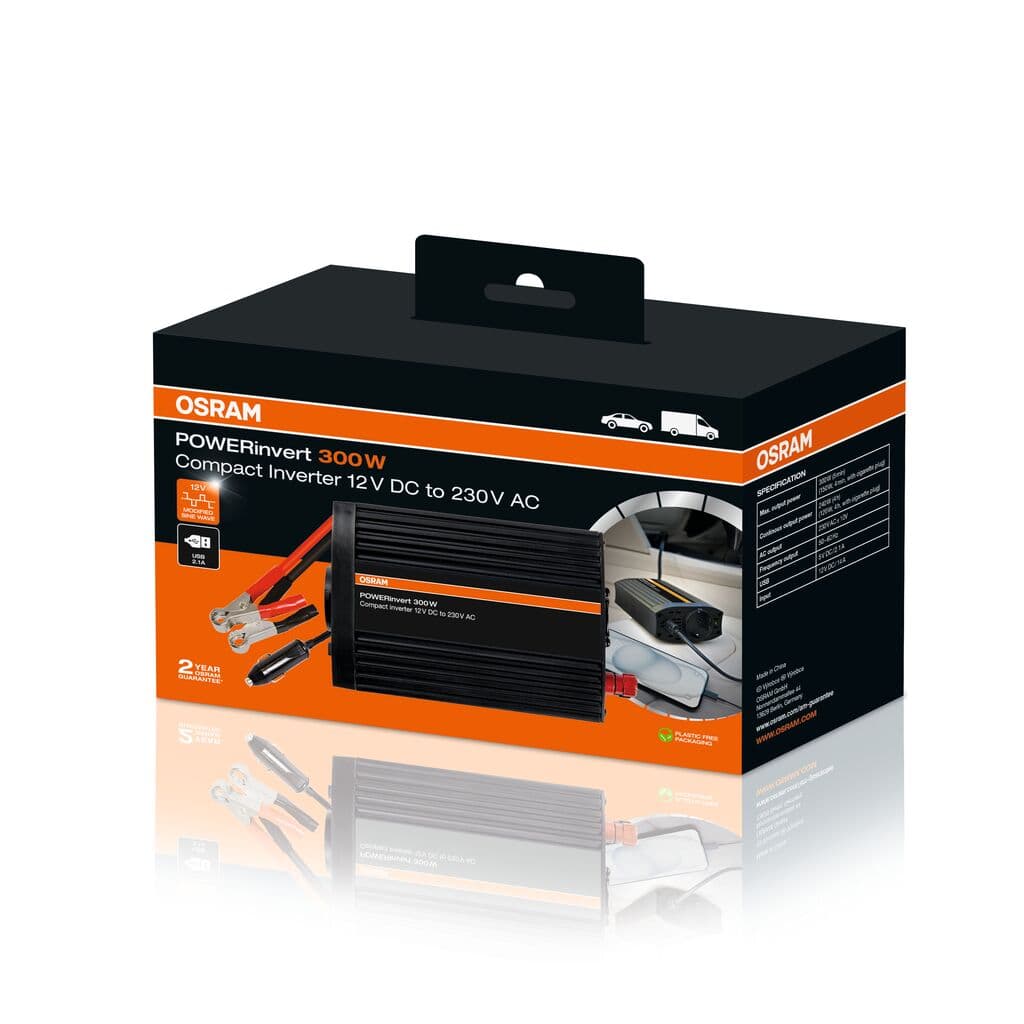 POWERinvert Modified Sine Wave Inverter 12V DC 300W 1 St. OSRAM