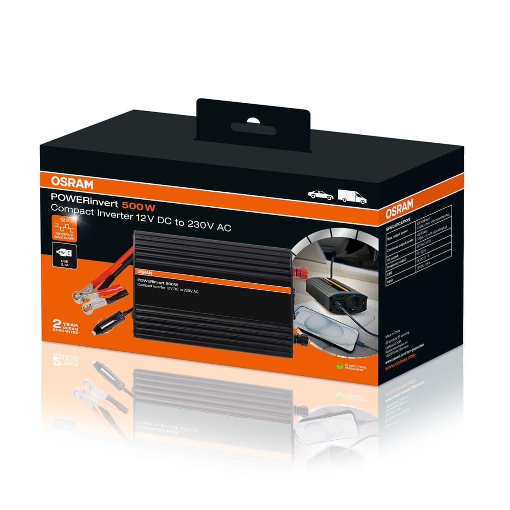 POWERinvert Modified Sine Wave Inverter 12V DC 500W 1 St. OSRAM