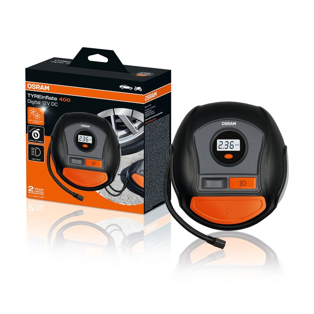 TYREinflate 400 Schnelle Reifenpumpe mit Kabel 2 Jahre Garantie OSRAM