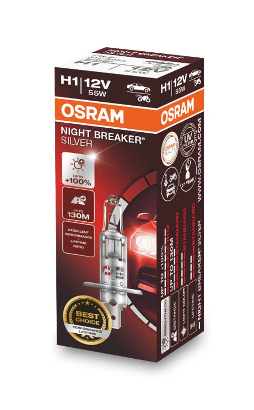 H1 12V 55W P14.5s NIGHT BREAKER® SILVER +100% 1 St. OSRAM