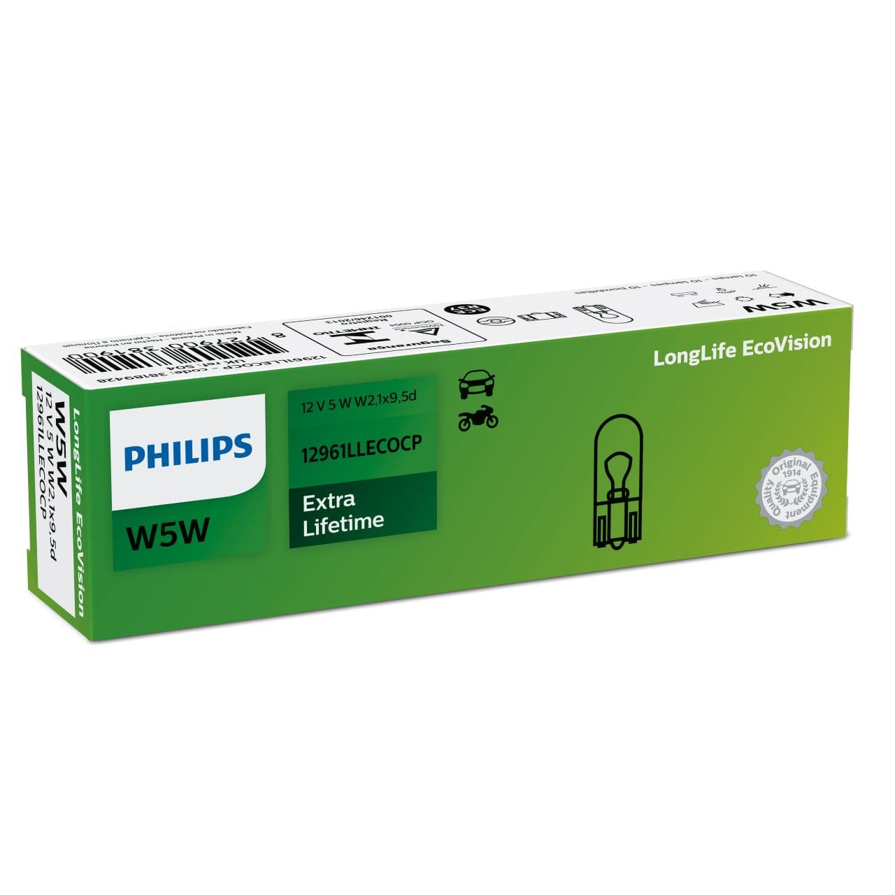 W5W 12V 5W W2,1x9,5d LongLife EcoVision 1 St. Philips