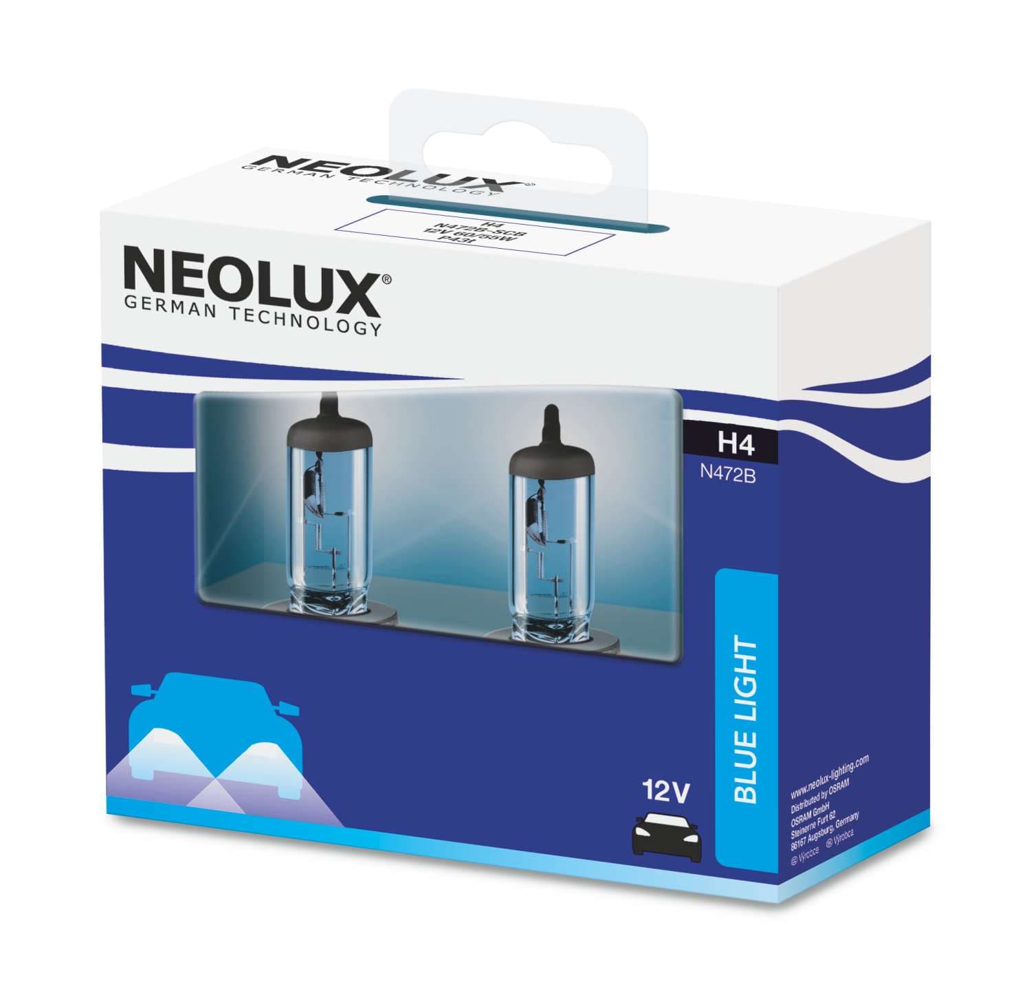 H4 12V 60/55W P43t Blue Light 2 St. NEOLUX
