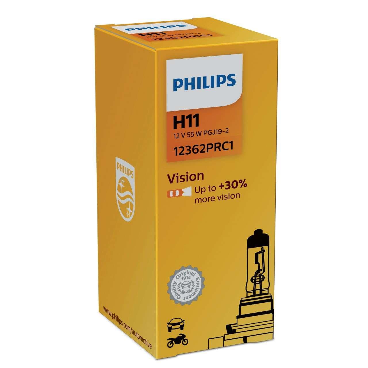 H11 12V 55W PGj19-2 Vision + 30% 1 St. Philips