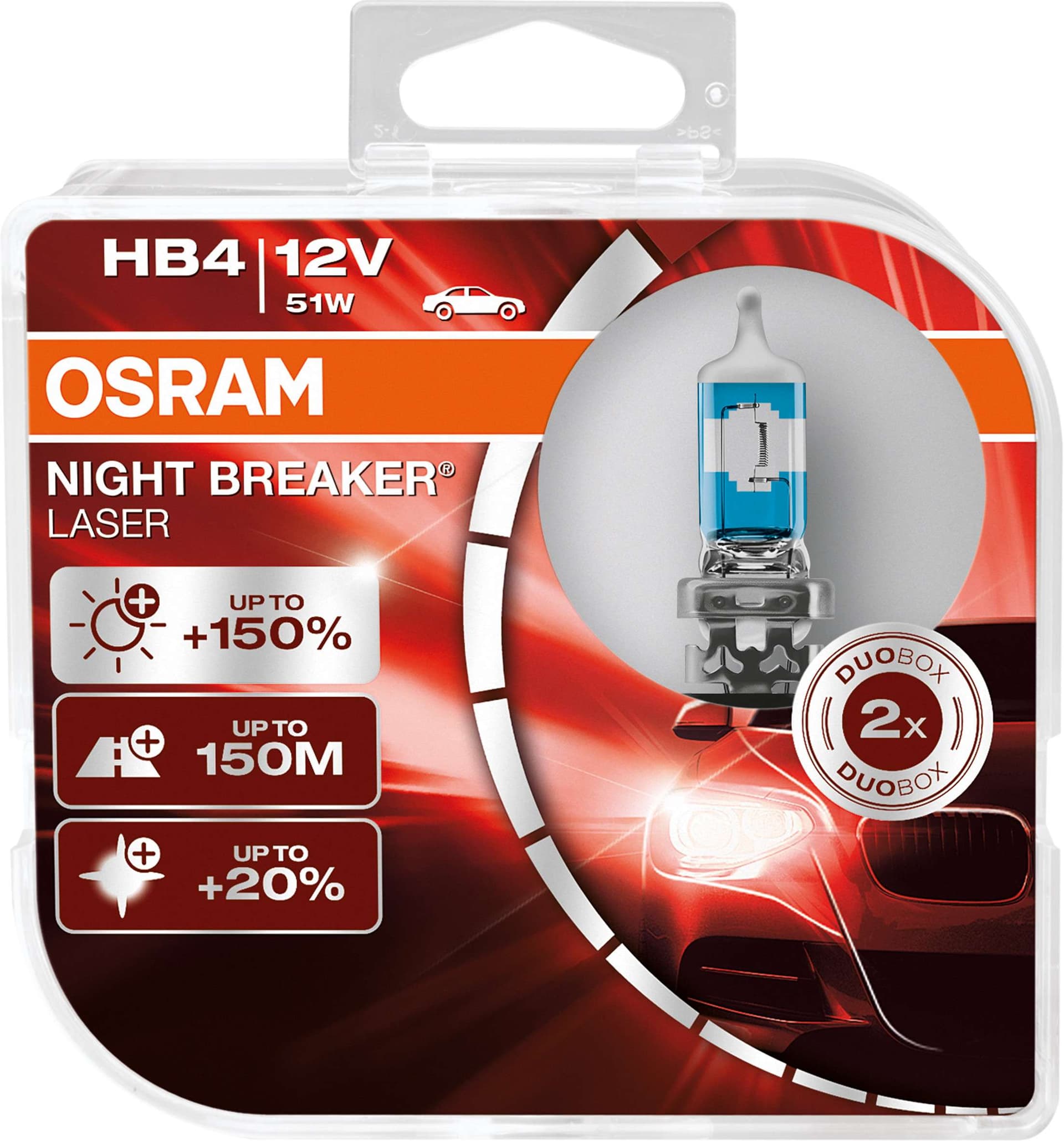 HB4 12V 51W P22d NIGHT BREAKER® LASER +150% mehr Helligkeit 2 St. OSRAM