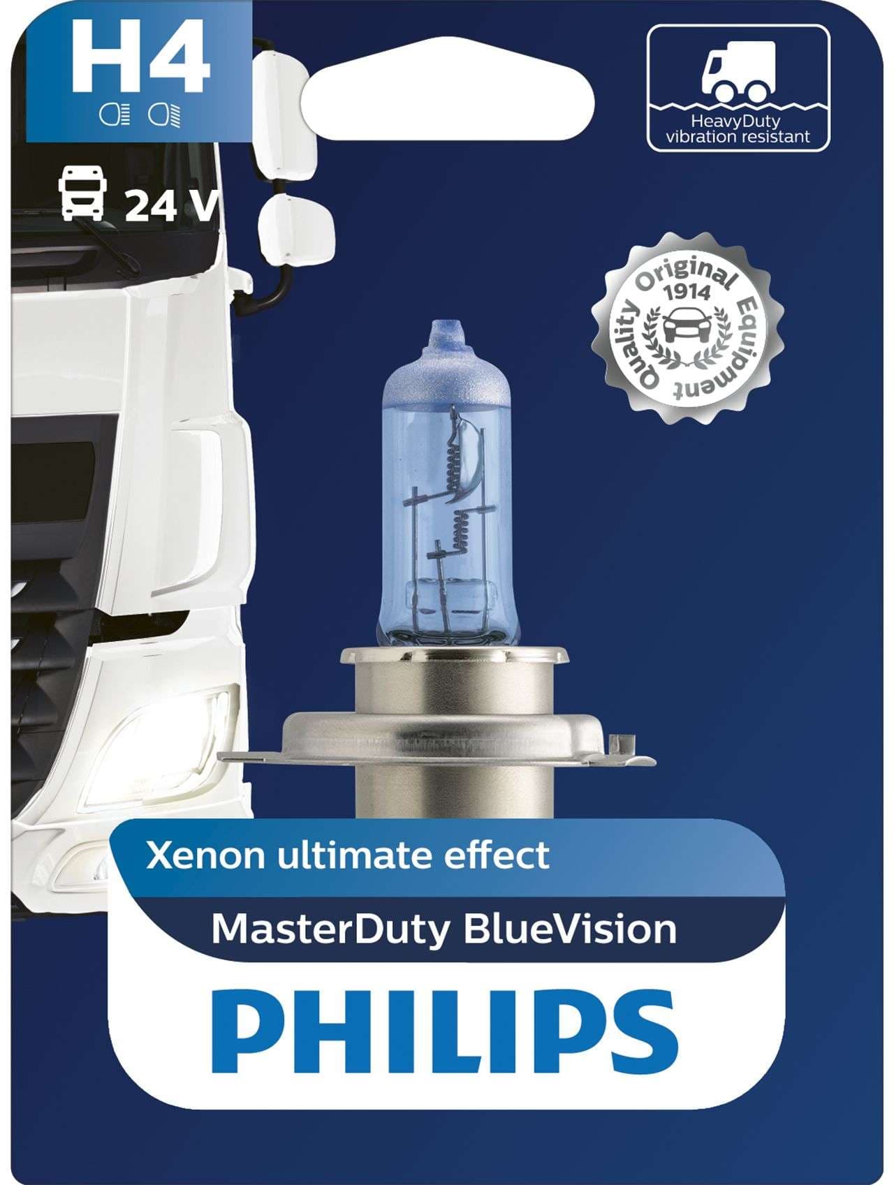 H4 24V 75/70W P43T 24V Halogen MasterDuty BlueVision 1 St. Philips