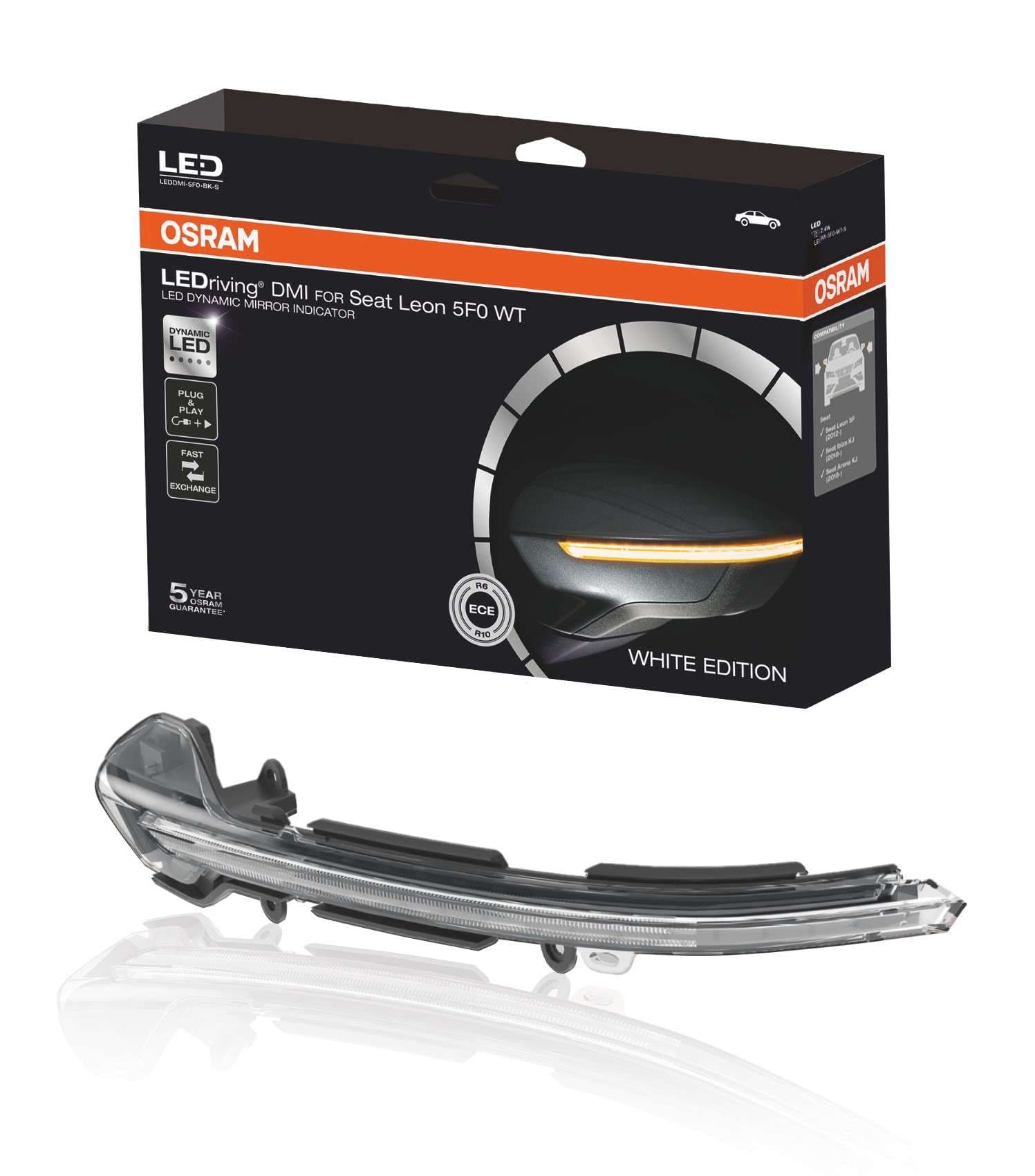 LEDRiving® Dynamische LED Spiegelblinker Seat Leon 5F, Ibiza KJ, Arona KJ - White Edition OSRAM