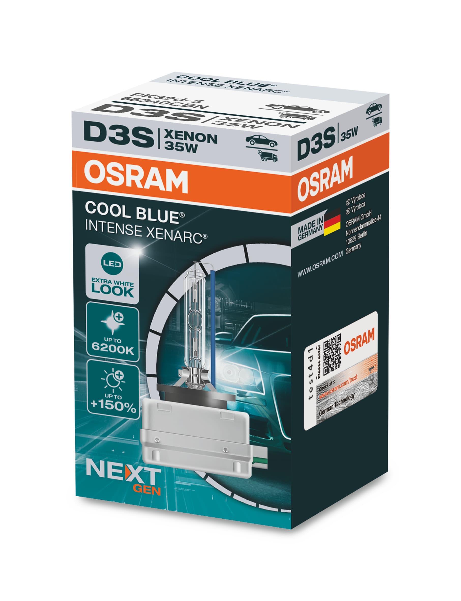 D3S 12V+24V 35W PK32d-5 XENARC COOL BLUE INTENSE NextGen. 6200K +150% 1 St. OSRAM
