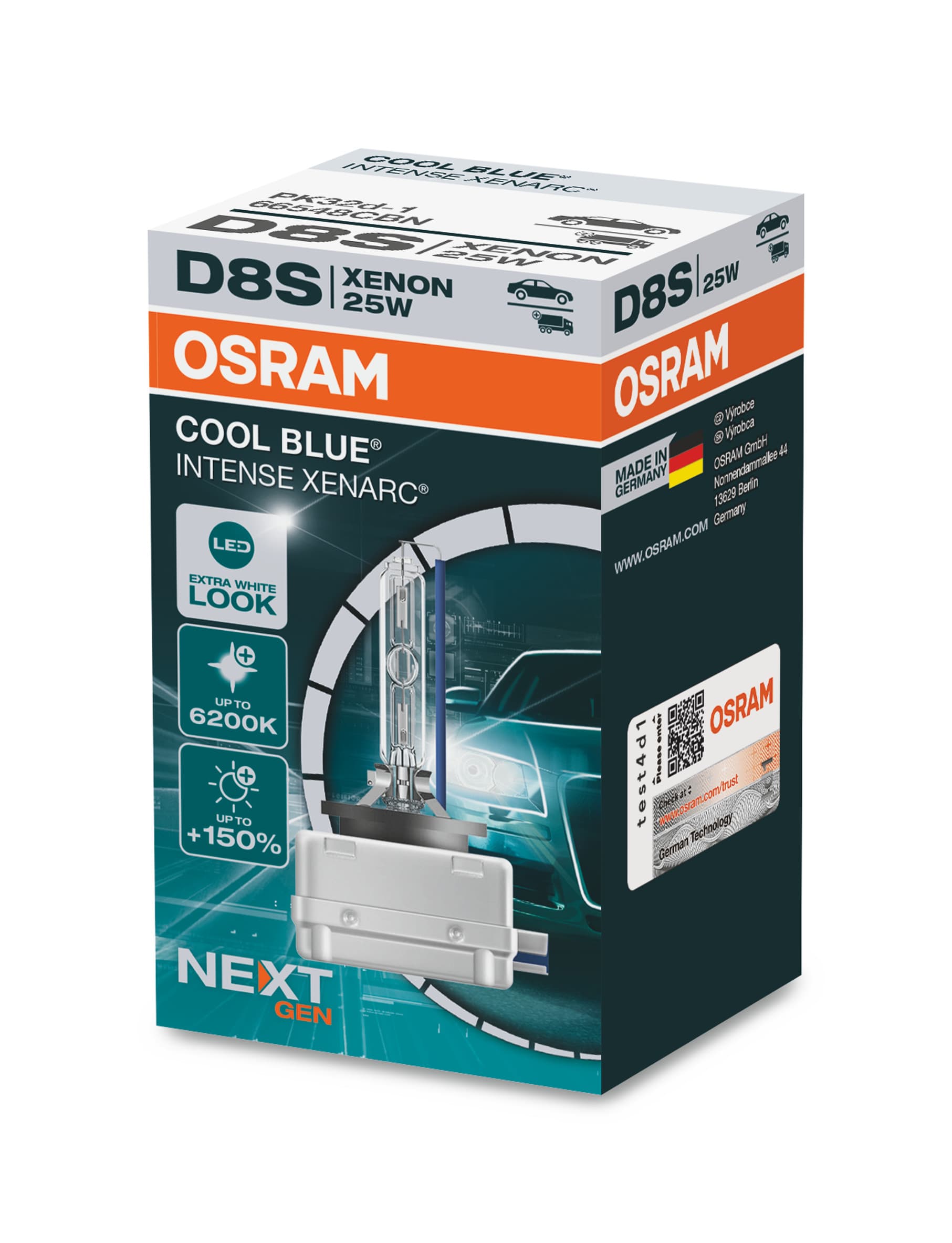 D8S 12V+24V 25W PK32D-1 XENARC COOL BLUE INTENSE NextGen. 6200K +150% 1 St. OSRAM
