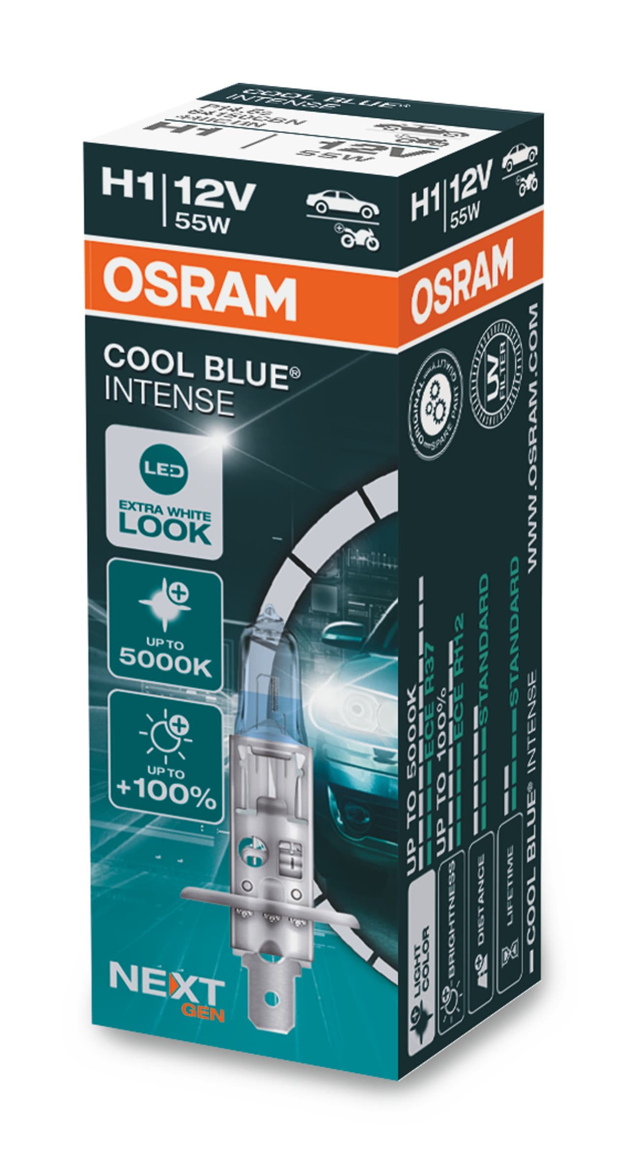 H1 12V 55W P14.5s Cool Blue INTENSE NextGen. 5000K +100% 1 St. OSRAM