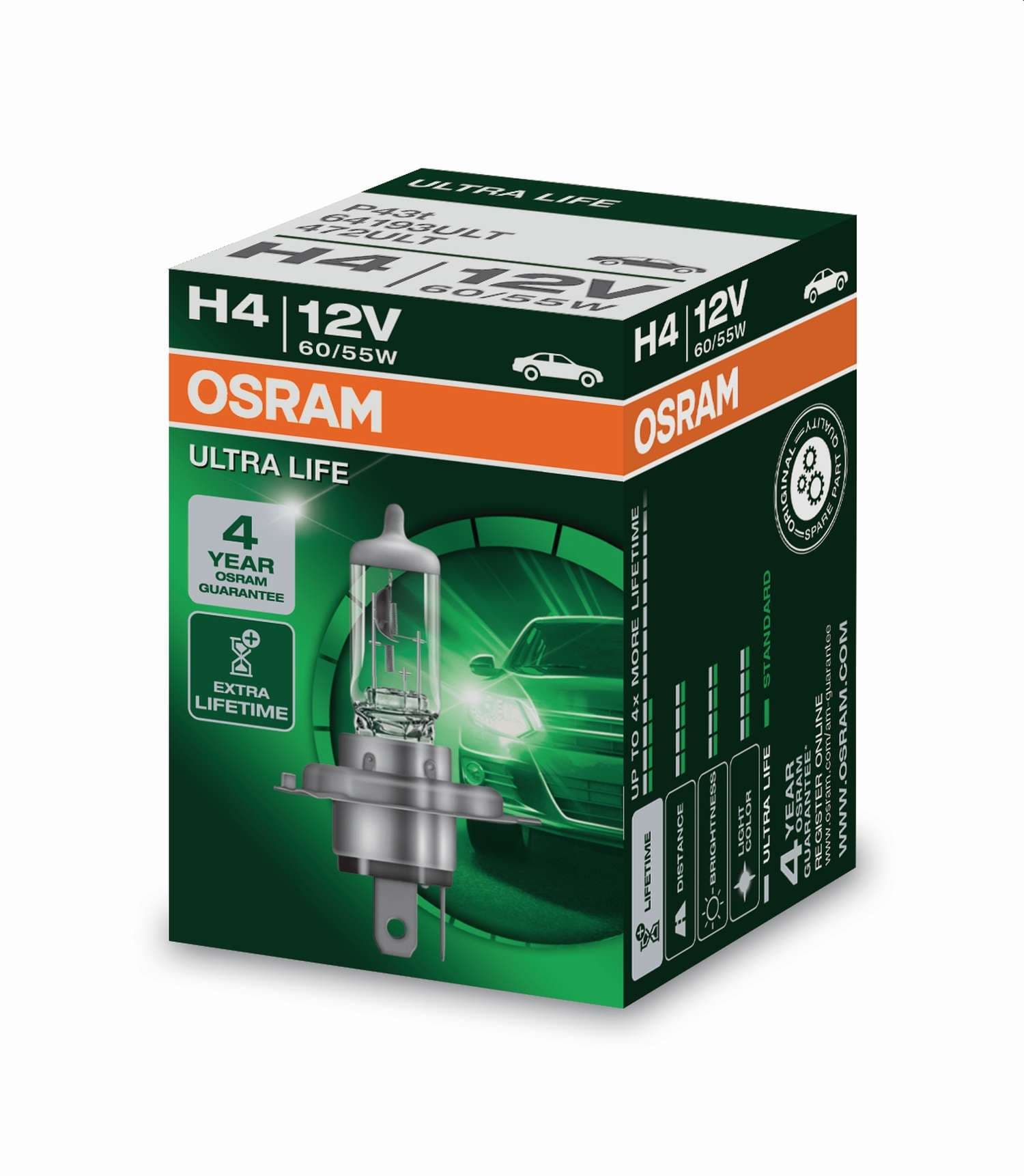 H4 12V 60/55W P43t ULTRA LIFE 4 Jahre Garantie 1 St. Faltschachtel OSRAM