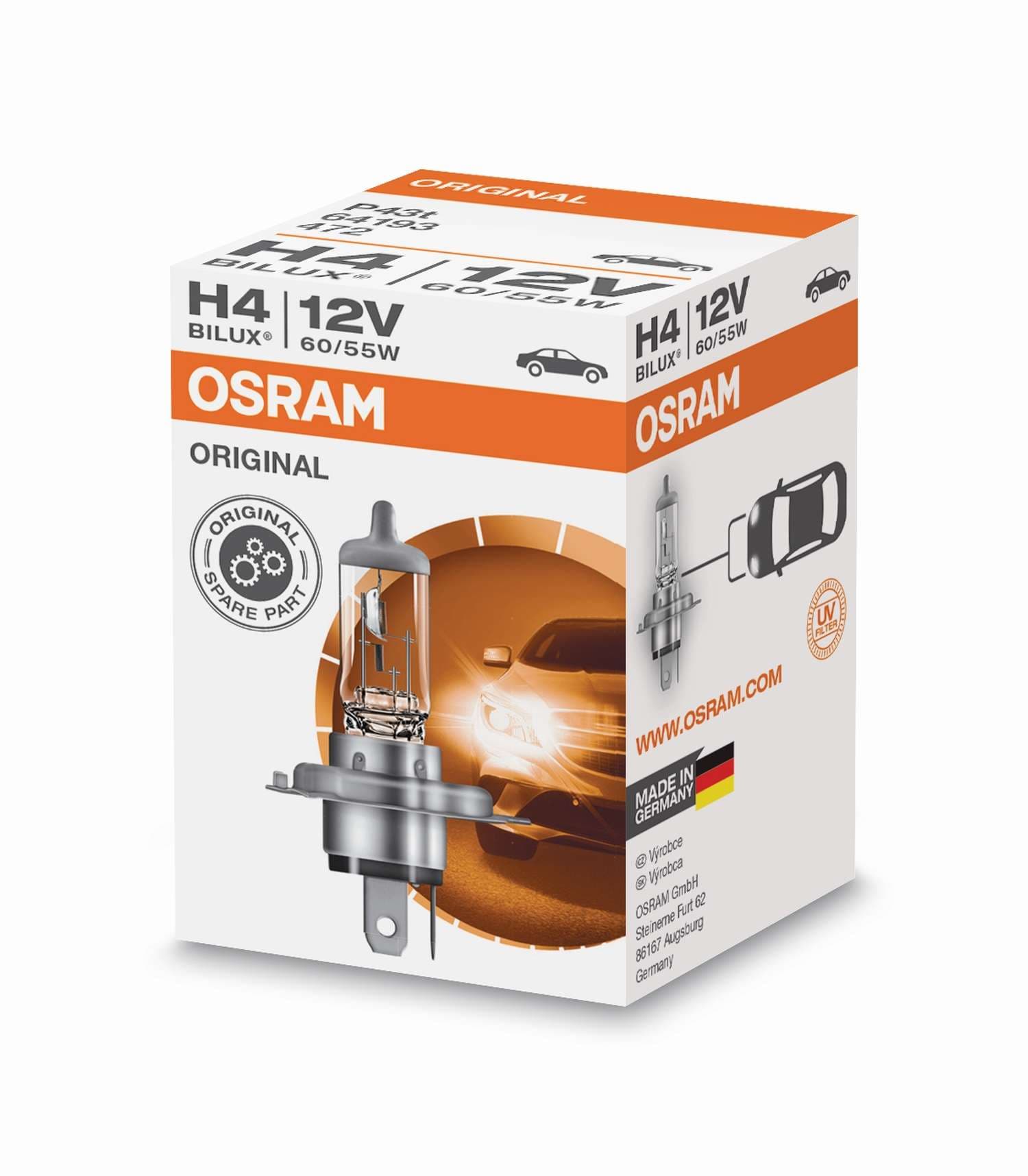 H4 12V 60/55W P43t Original Spare Part 1 St. OSRAM