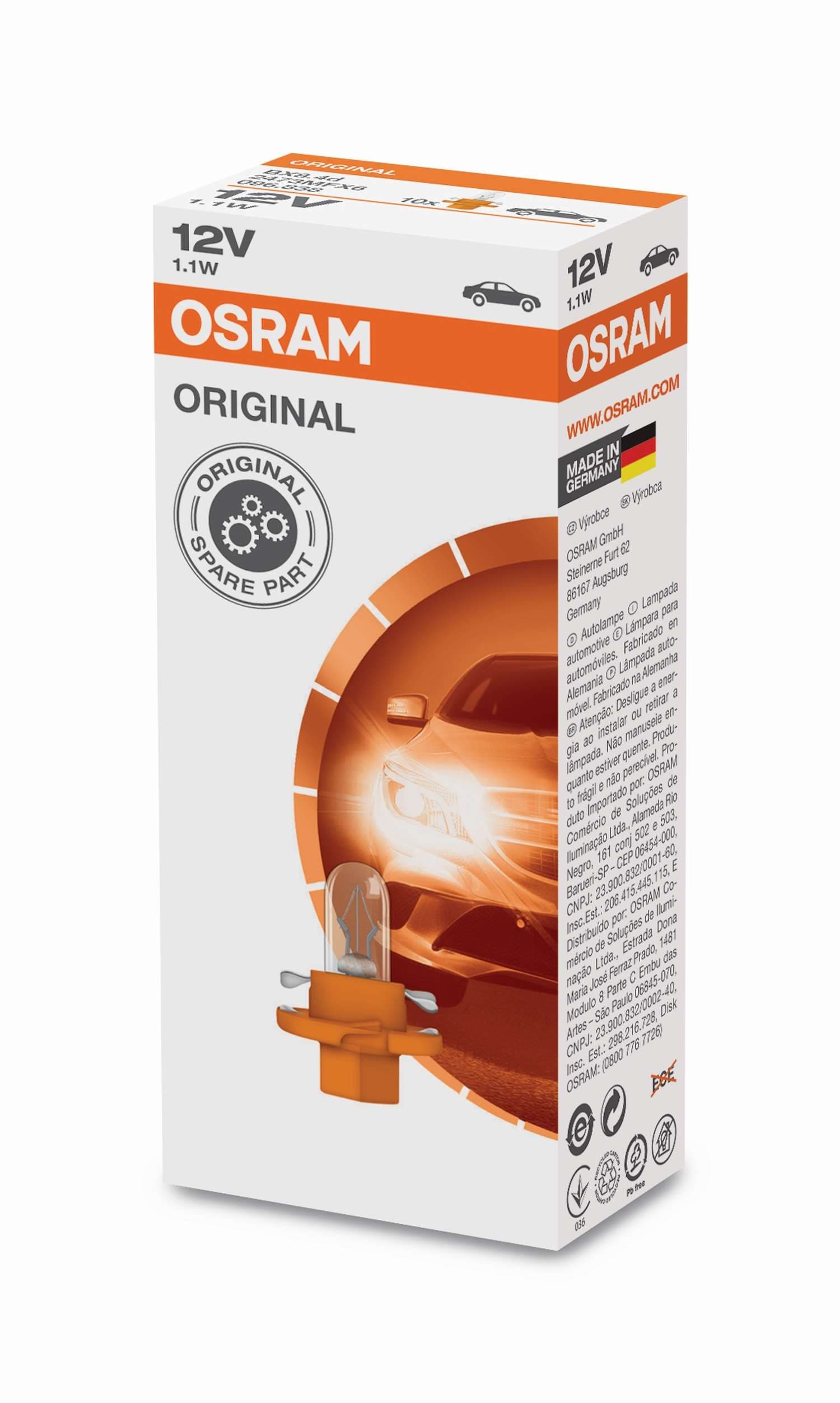 1,12W Kunststoffsockel Faltschachtel 12V Original OSRAM