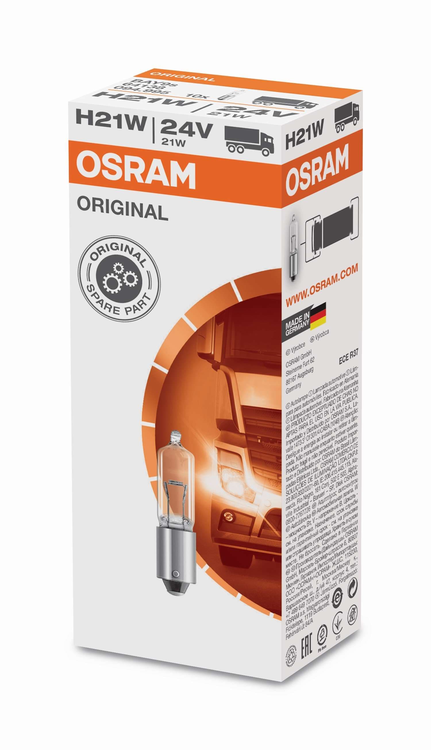 H21W 24V 21W BAY9s Original Faltschachtel OSRAM