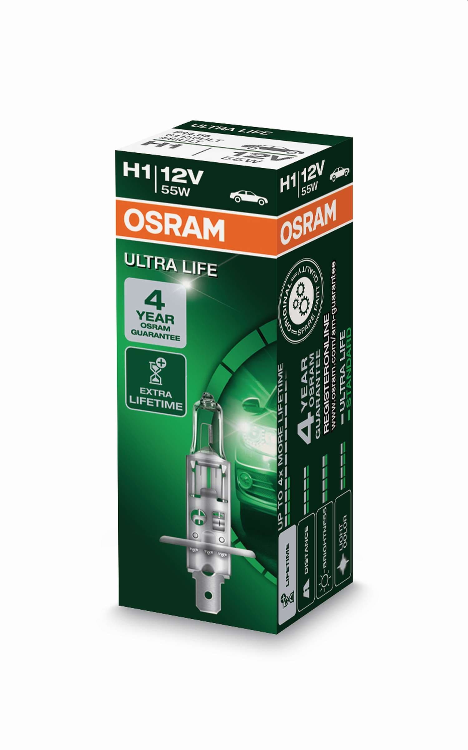 H1 12V 55W P14,5s ULTRA LIFE 4 Jahre Garantie 1 St. Faltschachtel OSRAM