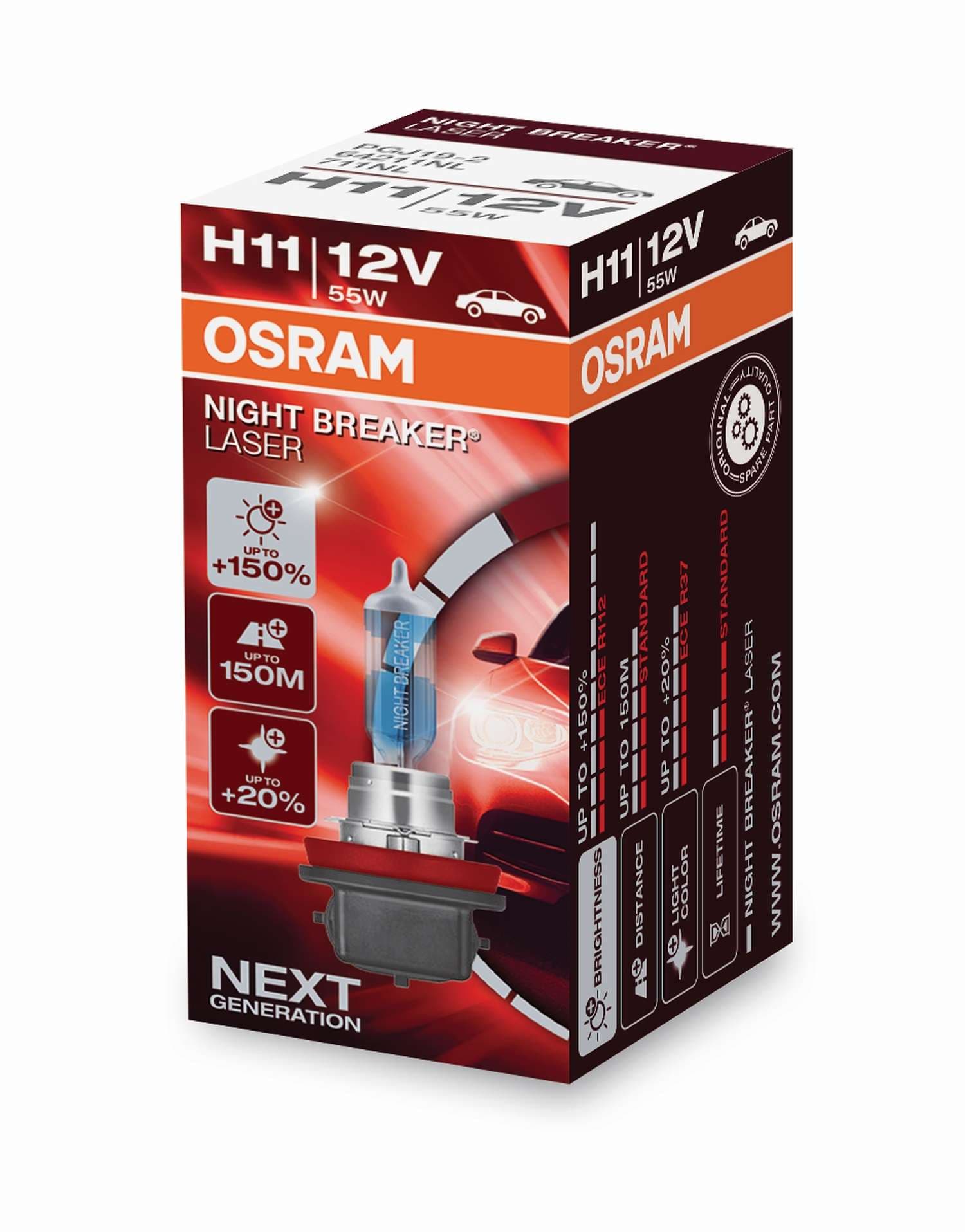 H11 12V 55W PGJ19-2 NIGHT BREAKER® LASER +150% mehr Helligkeit 1 St. OSRAM
