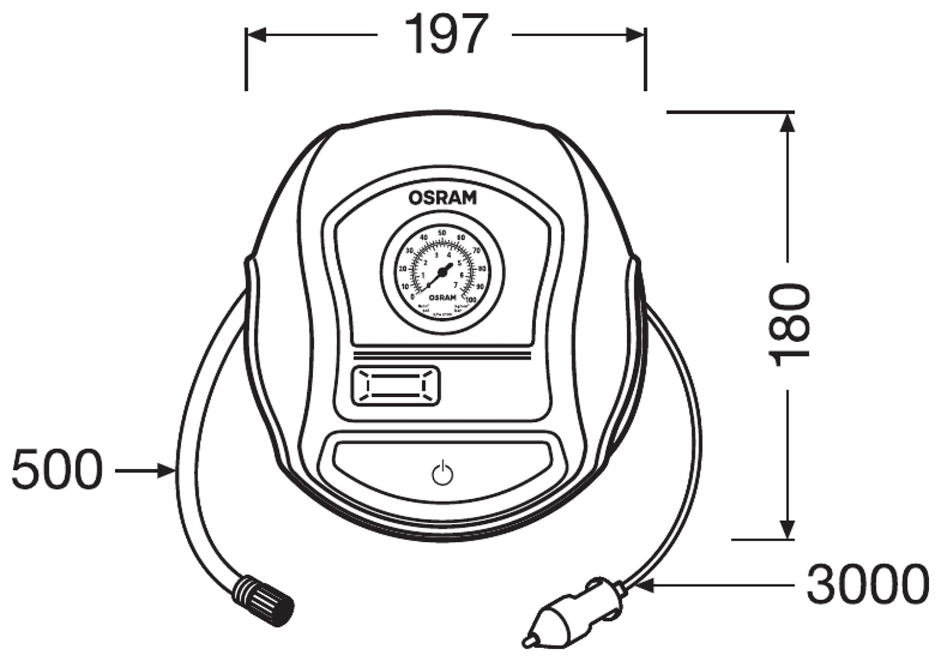 TYREinflate 200 Schnelle Reifenpumpe mit Kabel OSRAM
