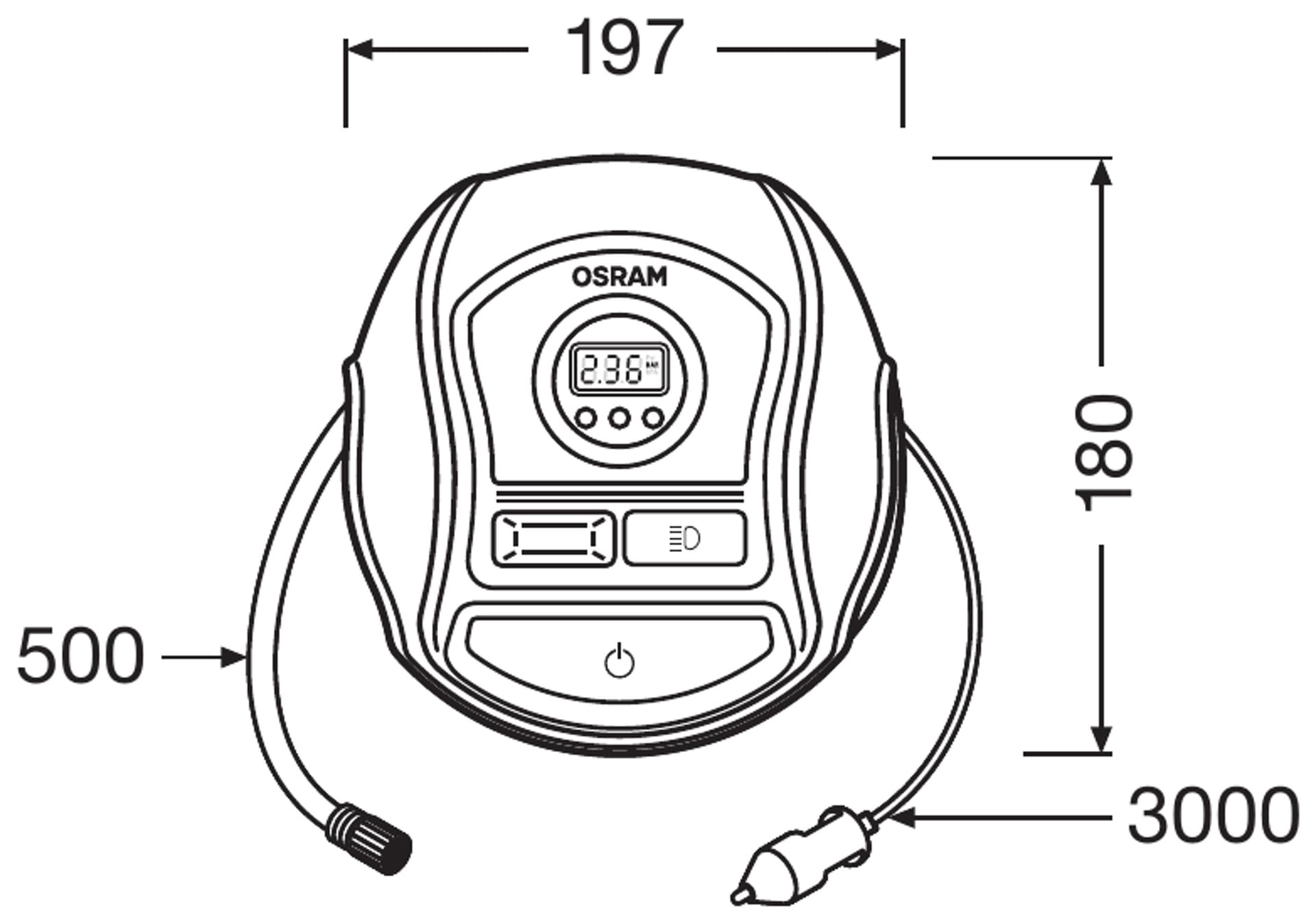 TYREinflate 450 Schnelle Reifenpumpe mit Kabel OSRAM