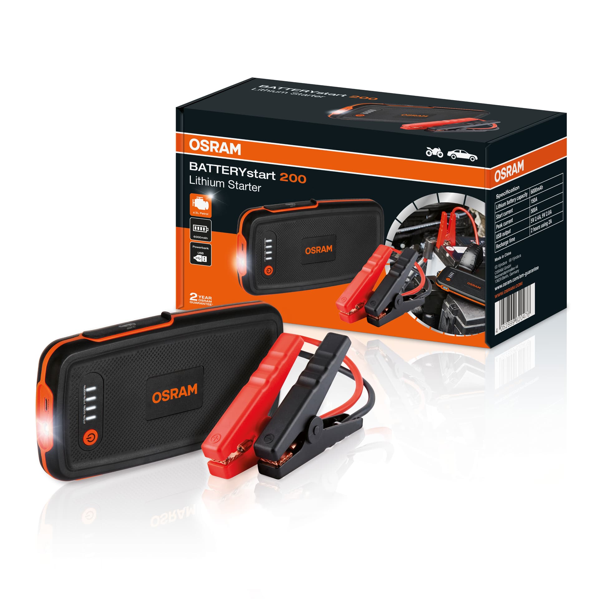 BATTERYstart 200 Lithium-Starthilfegerät mit Powerbank-Funktion 1 St. OSRAM